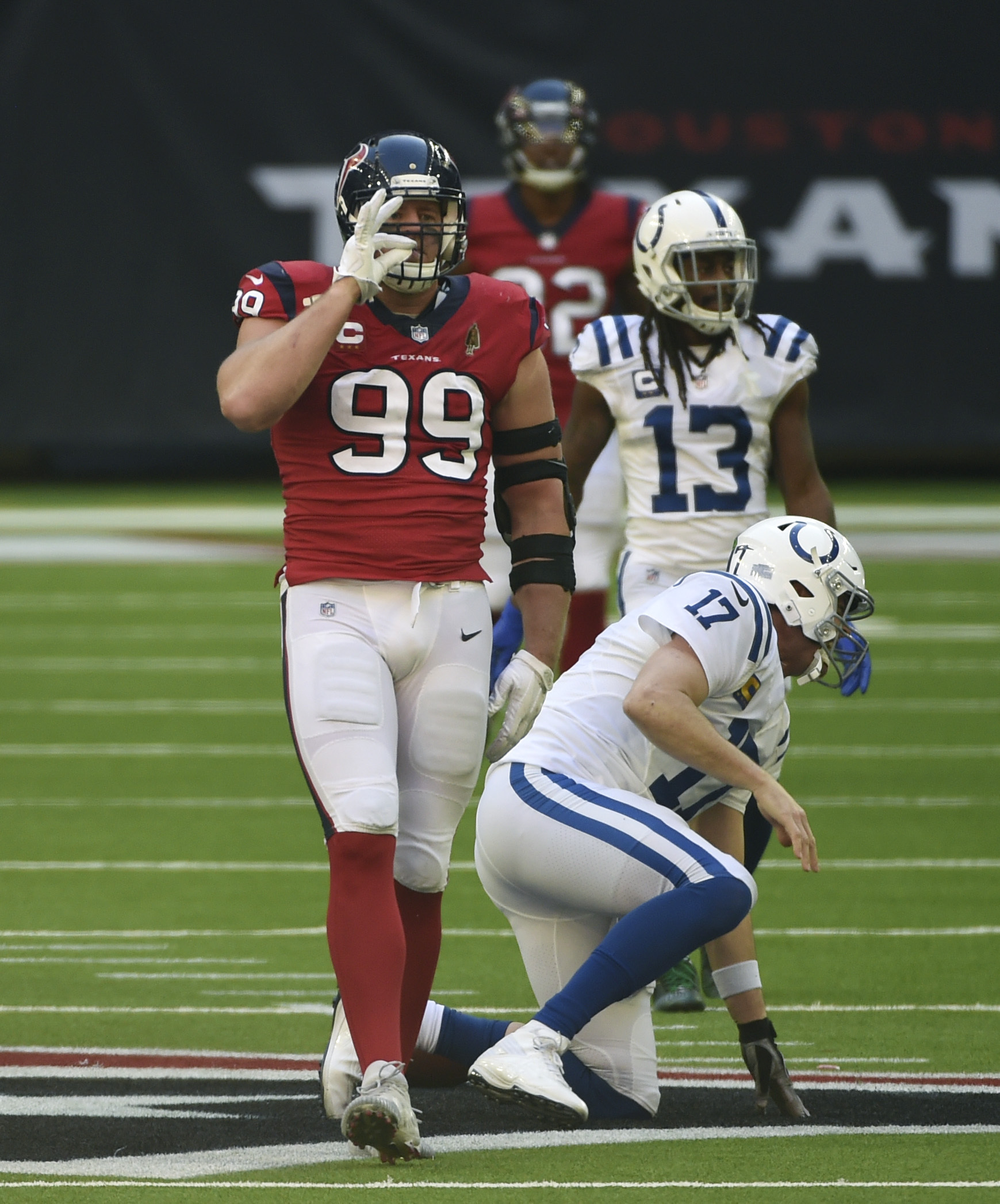 Houston Texans wide receiver Chad Hansen (17) celebrates a