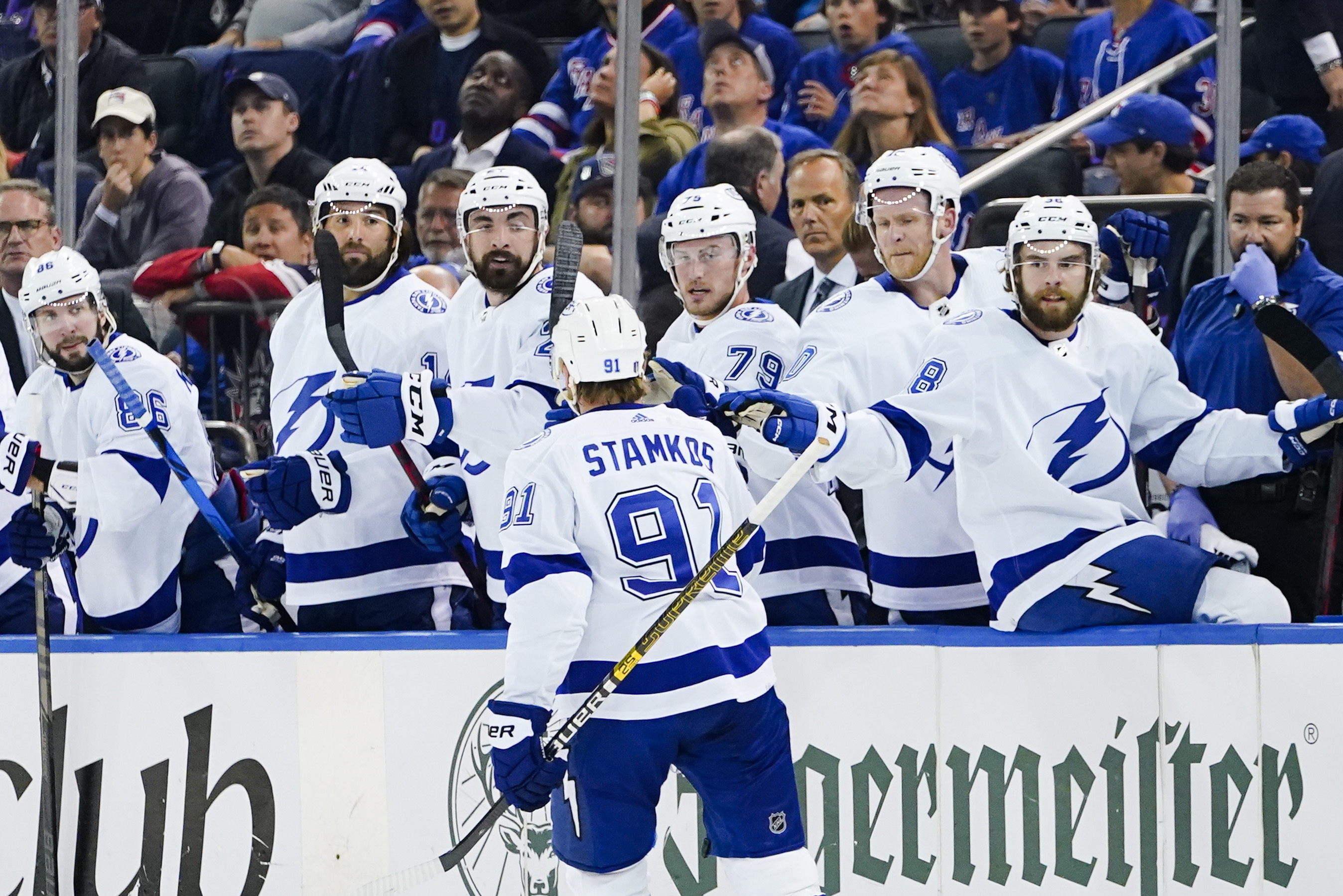 Chytil Scores Twice, Rangers Rout Lightning 6-2 in Game 1