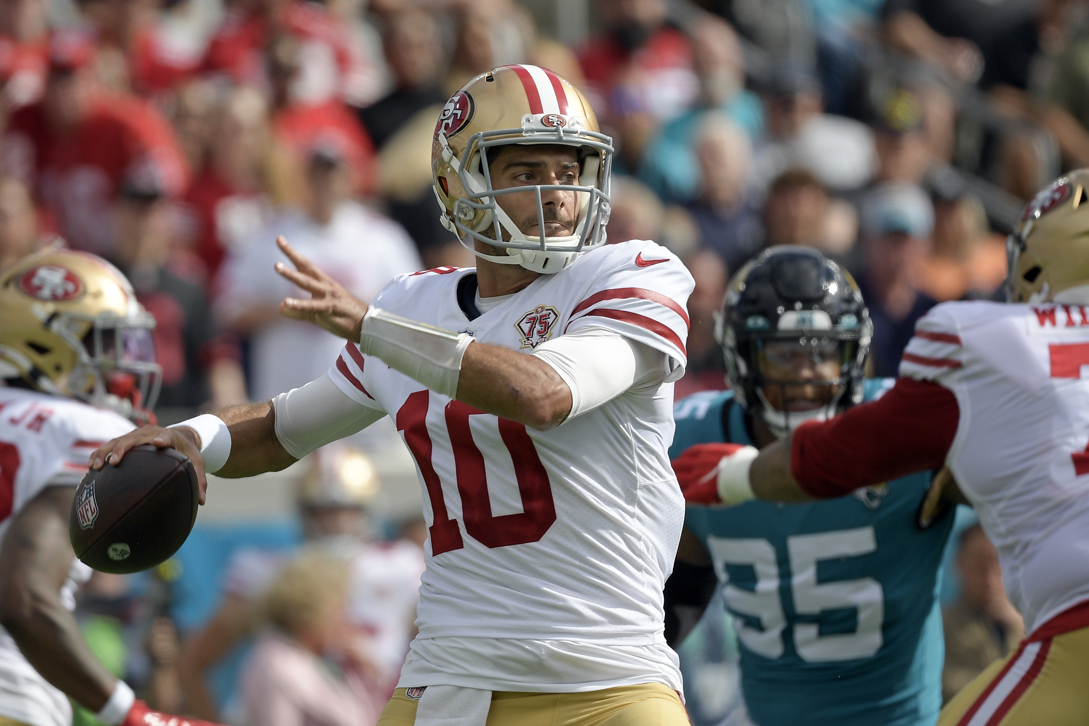 Jacksonville, FL, USA. 21st Nov, 2021. San Francisco 49ers wide receiver Jauan  Jennings (15) during 2nd half NFL football game between the San Francisco  49ers and the Jacksonville Jaguars. San Francisco defeated