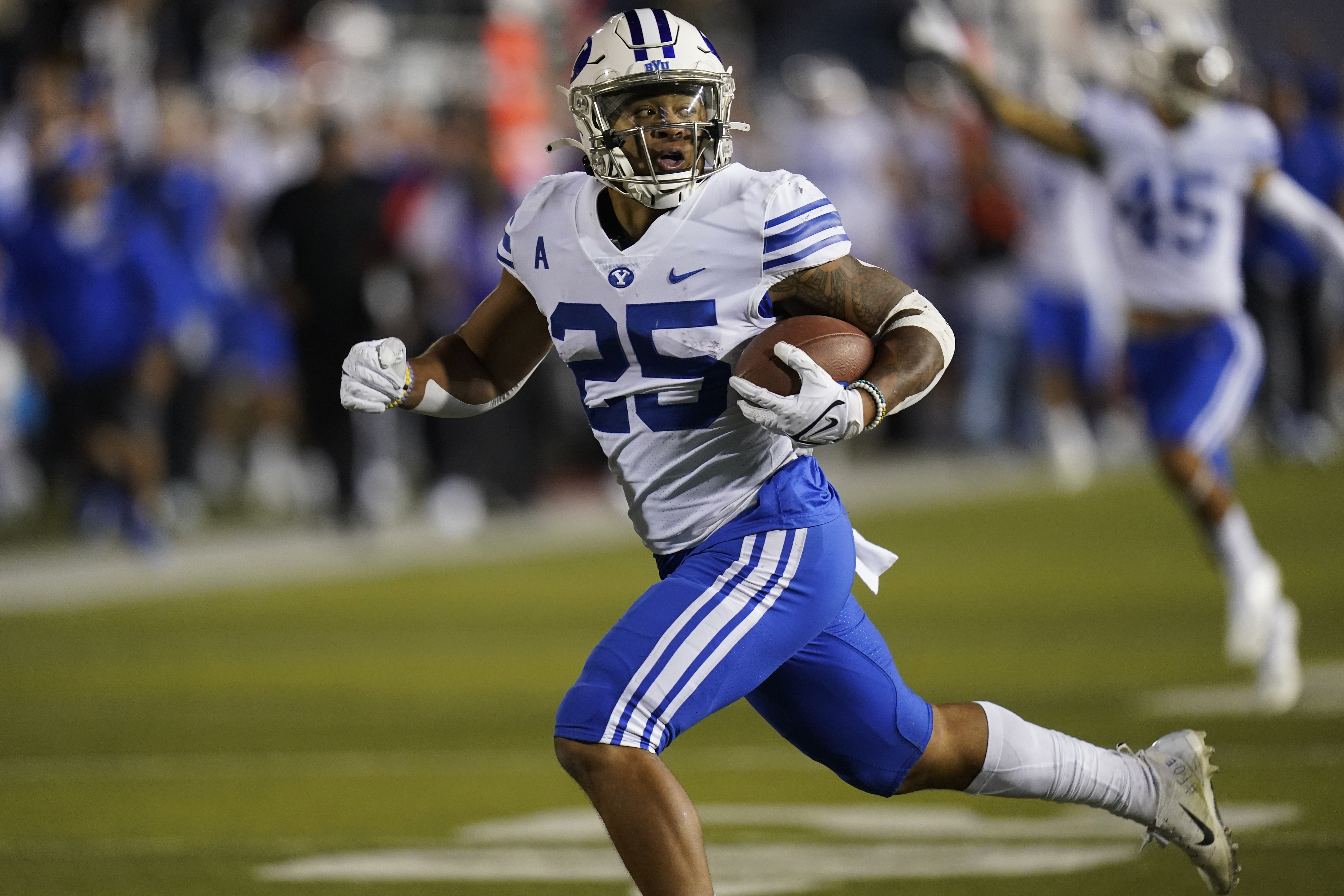 Tyler Allgeier, No. 13 BYU run past Utah State 34-20