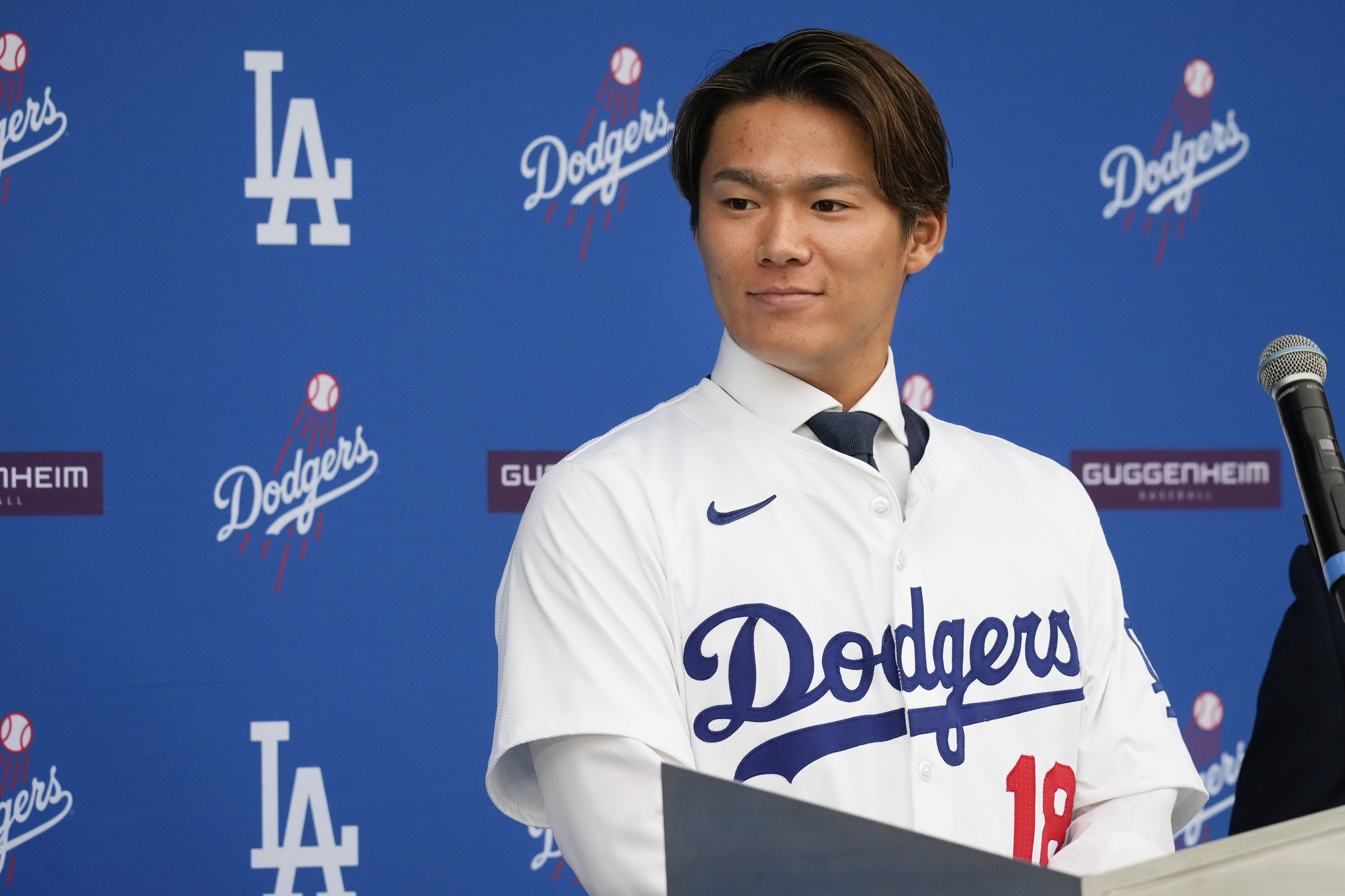 Yoshinobu Yamamoto joins the Los Angeles Dodgers, vows to compete