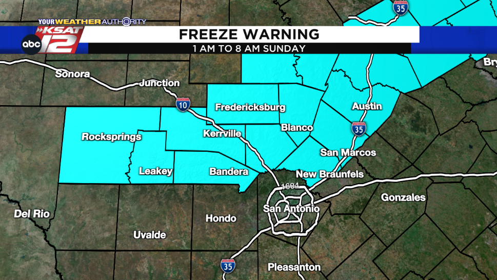 Weekend Weather Near Freezing Start To Sunday In San Antonio Freeze Warning In Hill Country