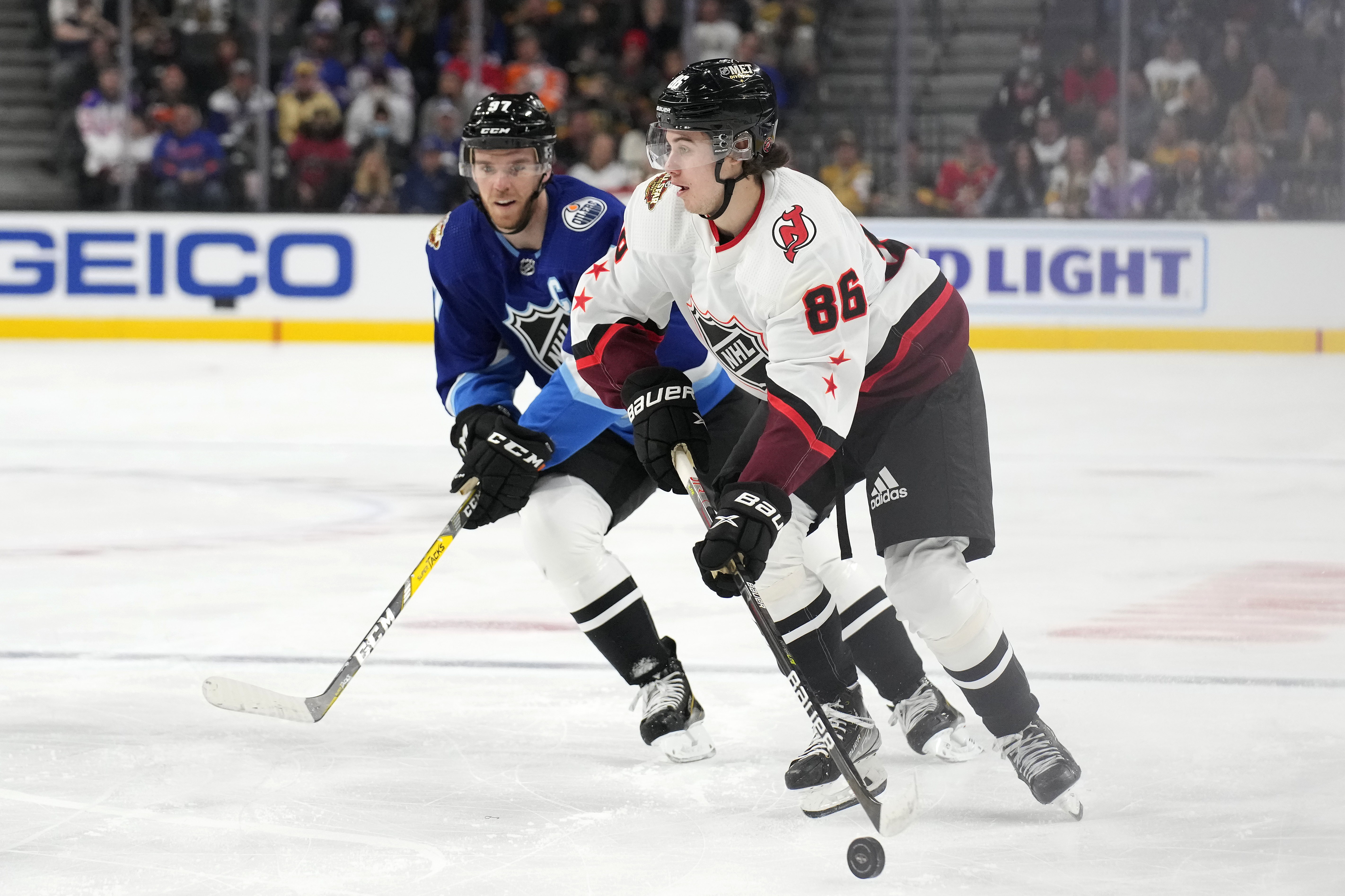 New Jersey Devils' Jack Hughes during the NHL All-Star hockey game