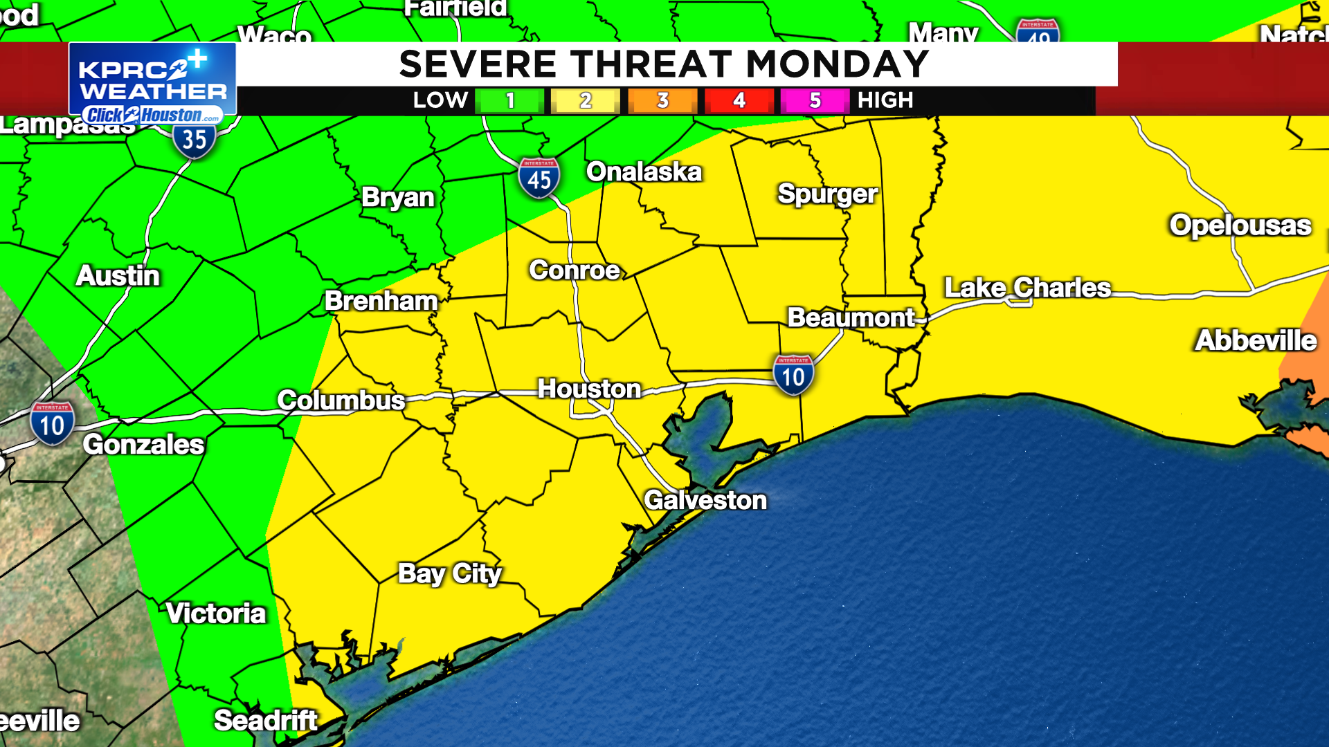 2 rounds of strong to severe storms possible for Houston area