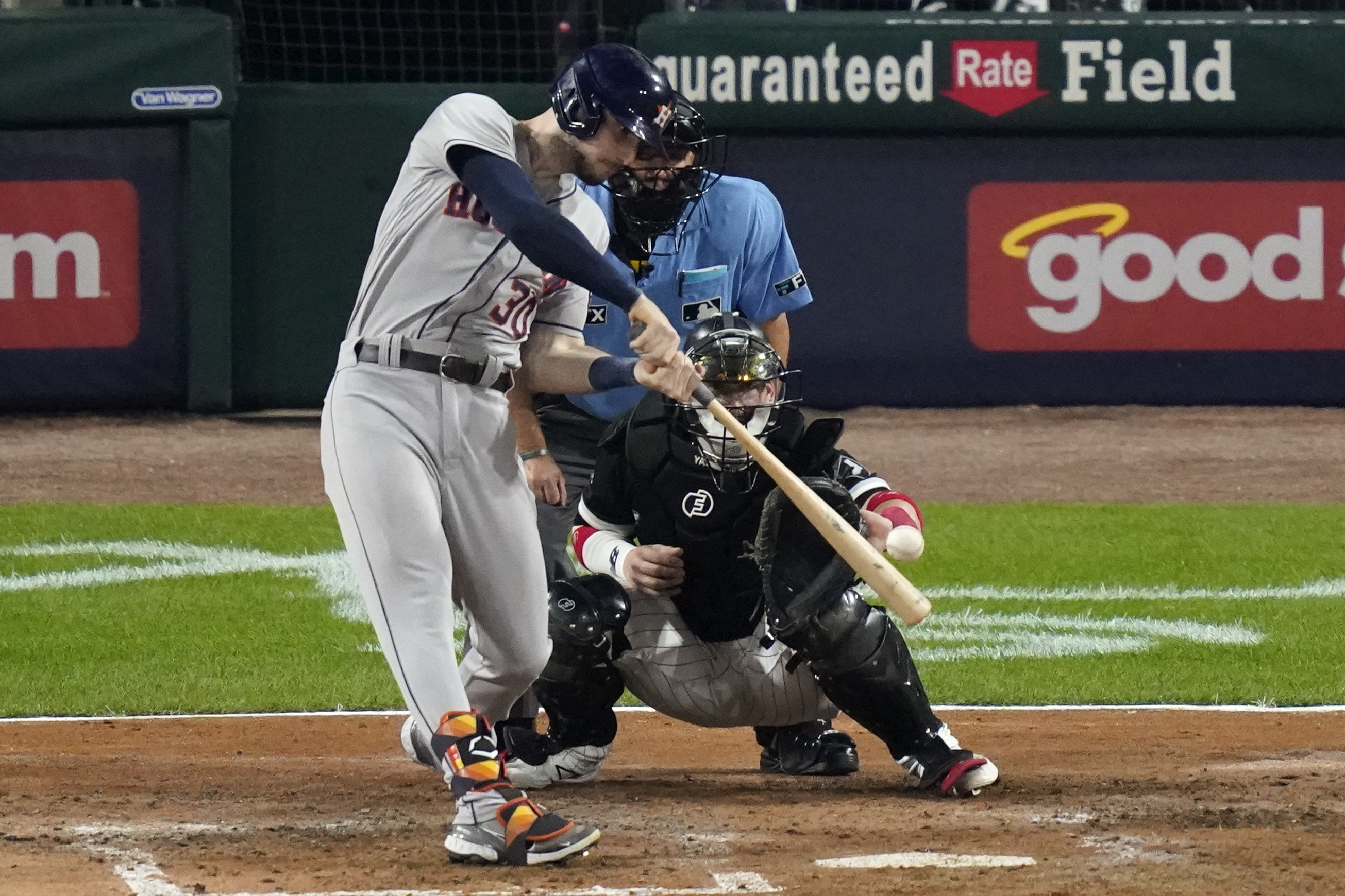 Chicago White Sox starting pitcher Dylan Cease throws to a Houston Astros  batter during the first inning of a baseball game in Chicago, Friday, July  16, 2021. (AP Photo/Nam Y. Huh Stock