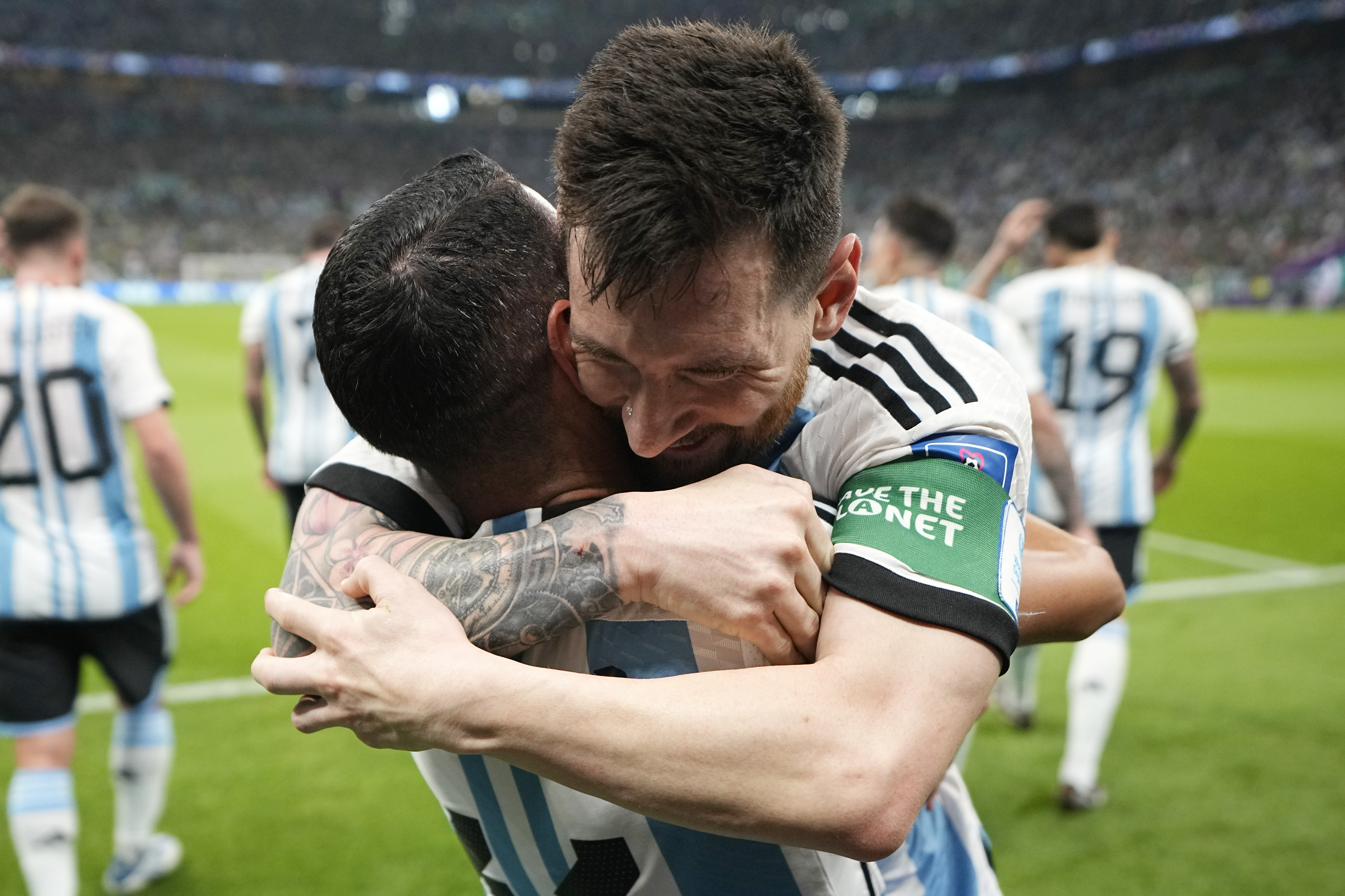 Crying woman who Lionel Messi emotionally hugged after World Cup