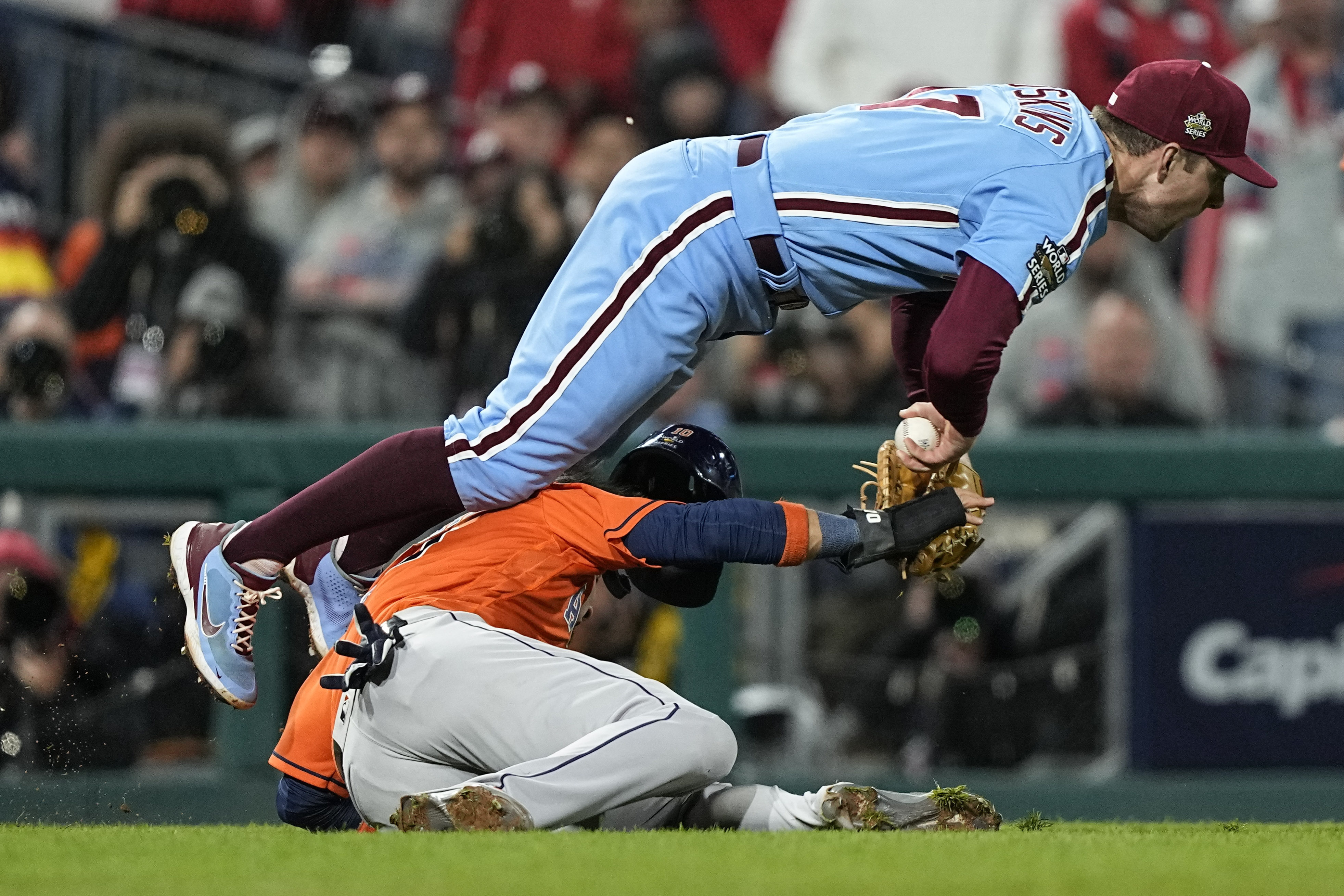 WATCH: Yuli Gurriel Exits World Series Game 5 After Colliding with Rhys  Hoskins - Fastball