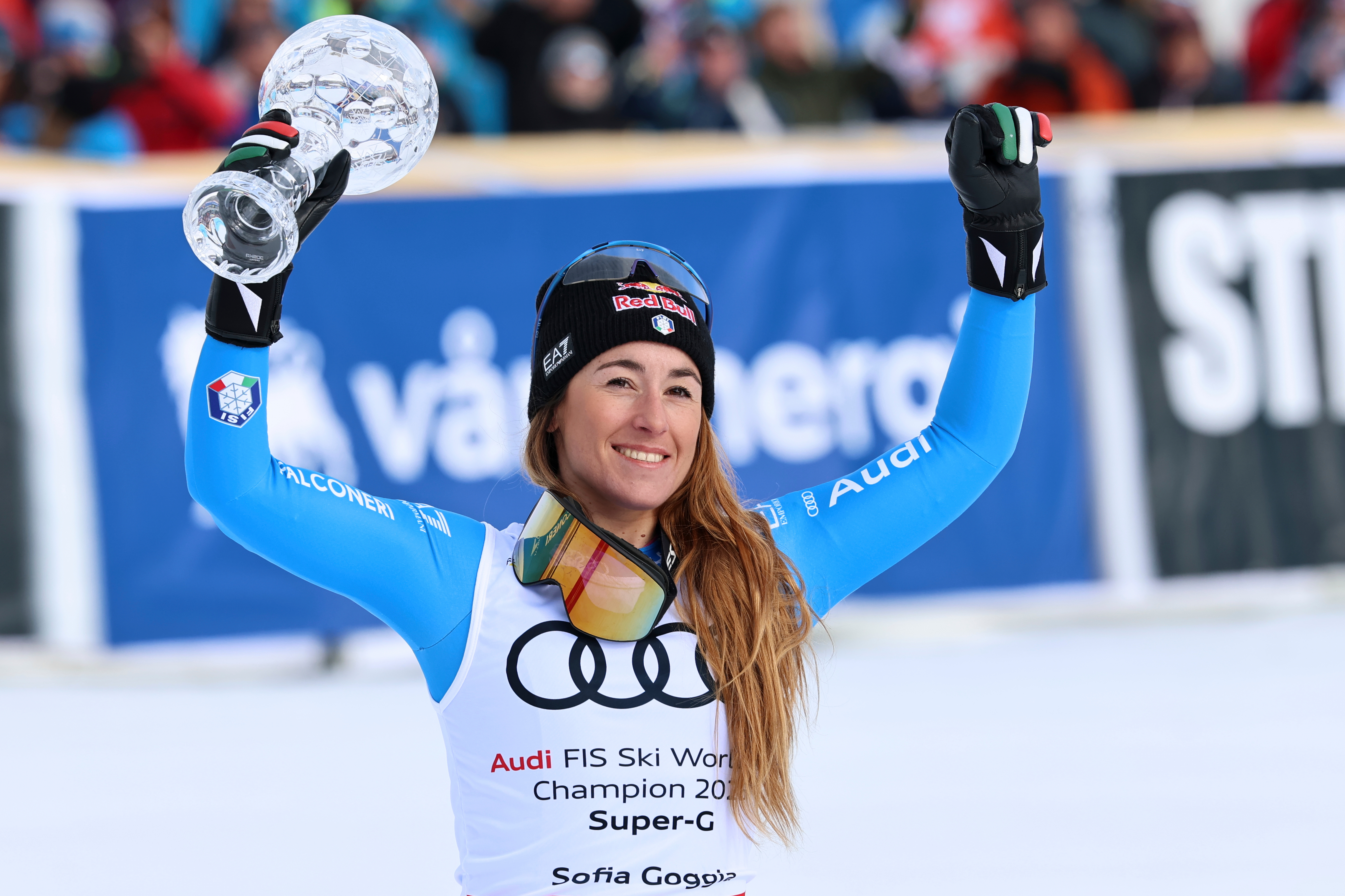 Goggia wins to lock up World Cup super-G title. Aicher further