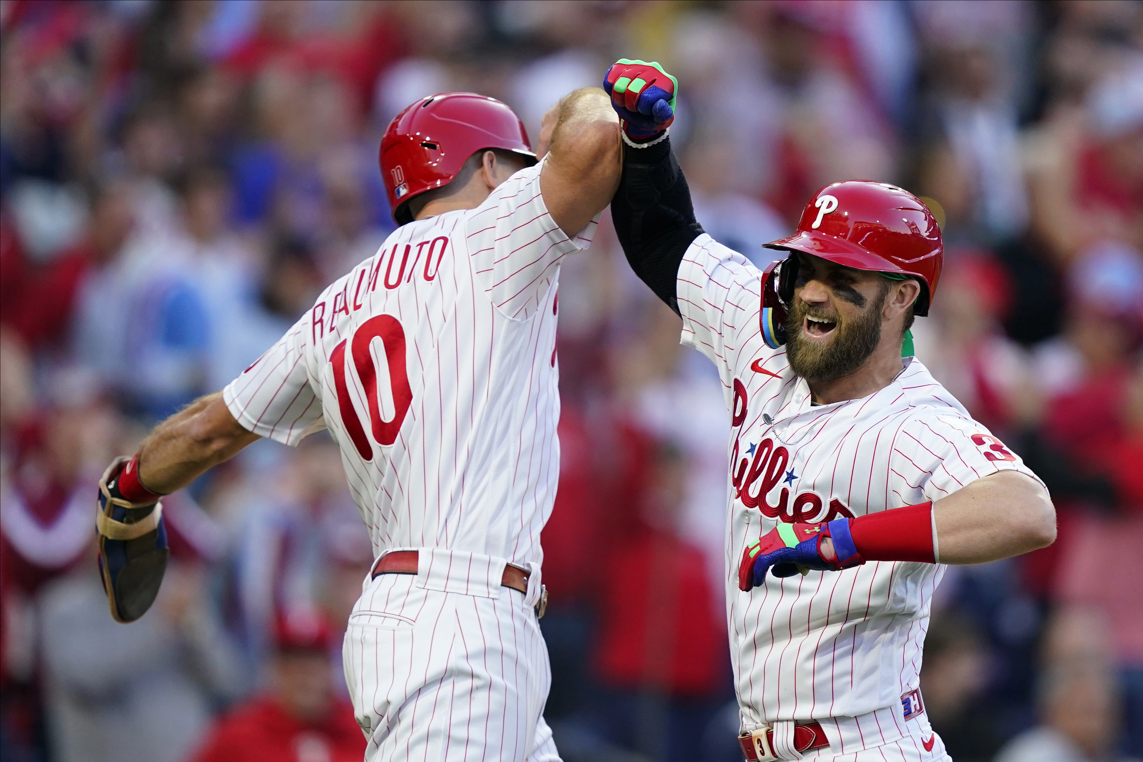 Spike This! Hoskins, Harper homer, Phils rout Braves in NLDS - The Sumter  Item
