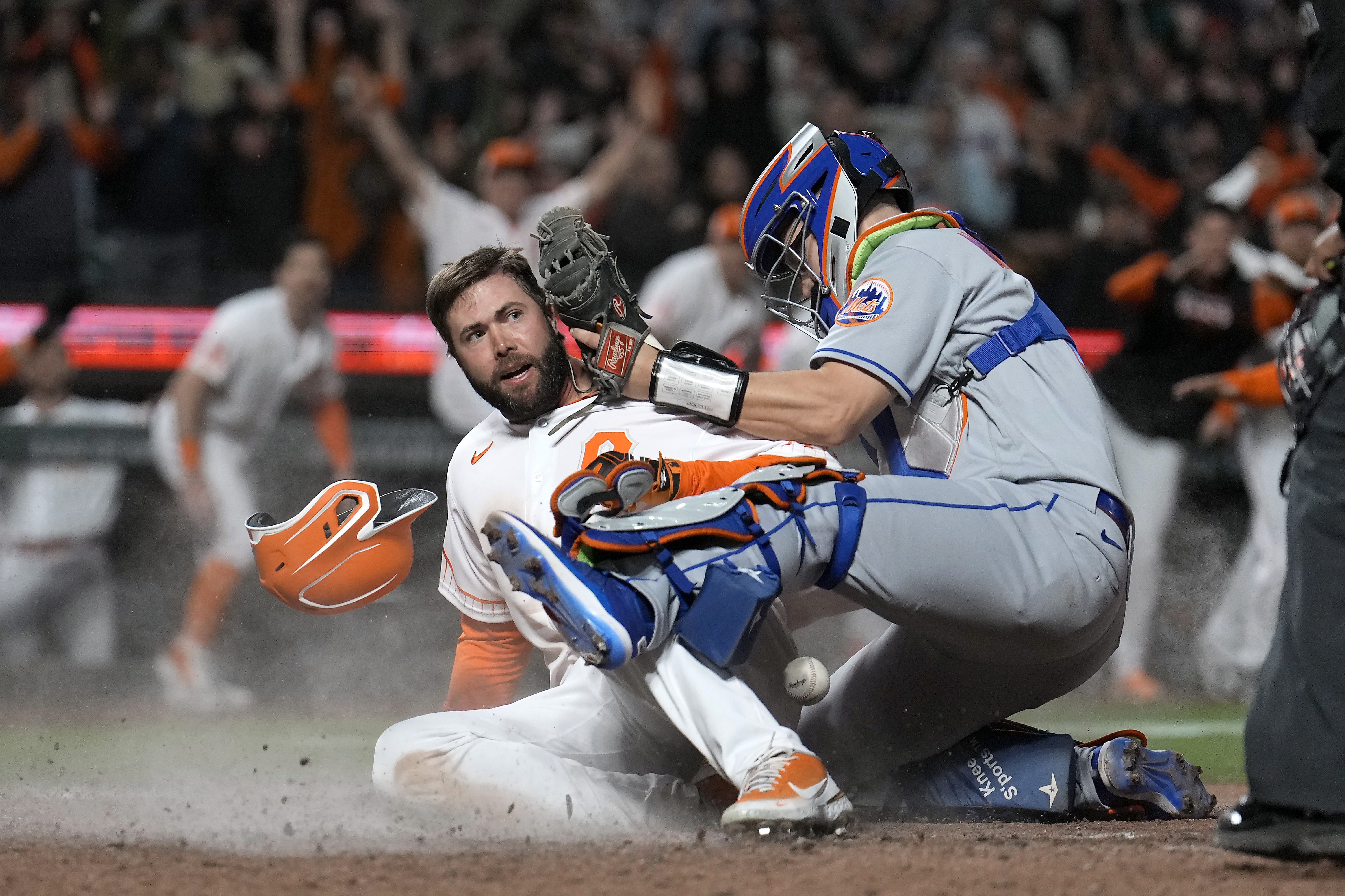 San Francisco Giants starting pitcher John Brebbia throws to the plate  during the first inning of a baseball game against the Los Angeles Dodgers  Tuesday, Sept. 6, 2022, in Los Angeles. (AP