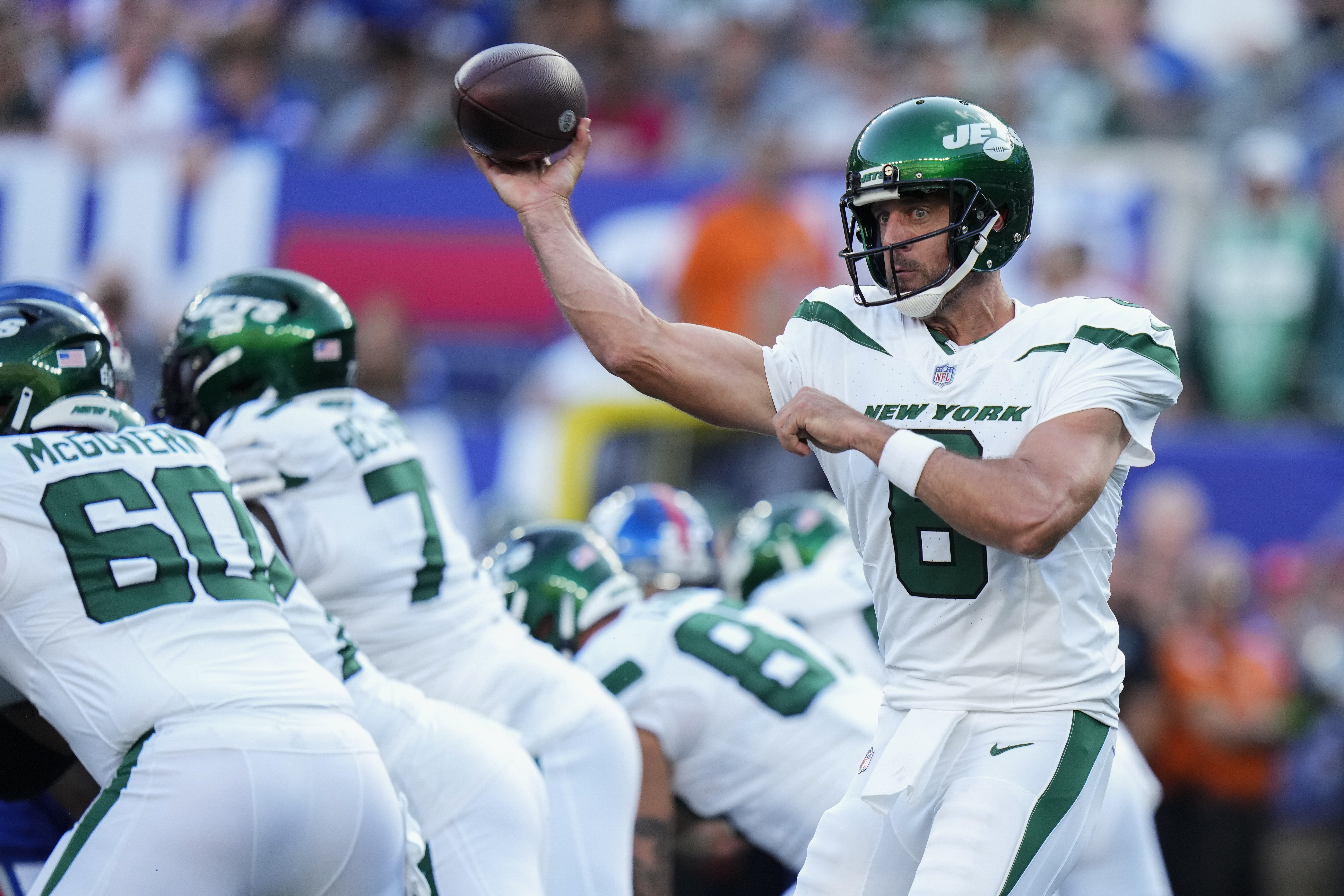 Aaron Rodgers throws first TD pass with the Jets in his second series vs.  Giants – WJET/WFXP/