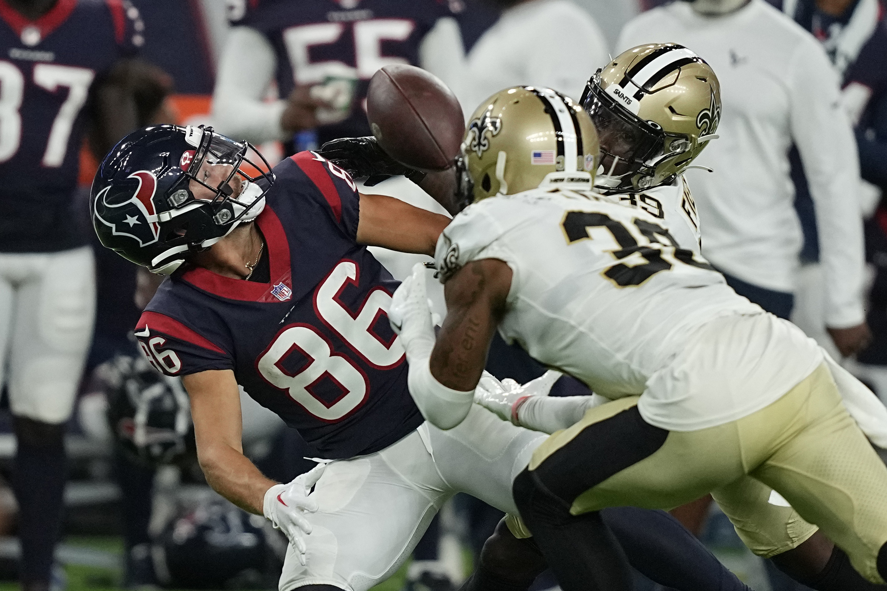 Houston Texans defensive end Jordan Jenkins walks off the field