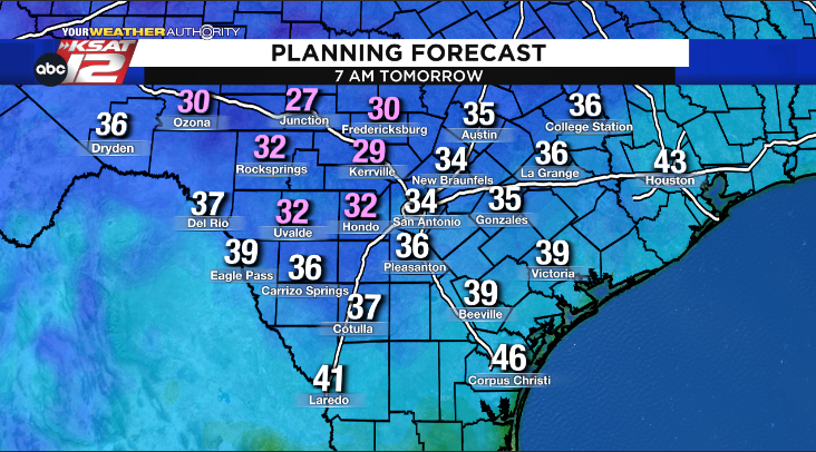 Weekend Weather Near Freezing Start To Sunday In San Antonio Freeze Warning In Hill Country