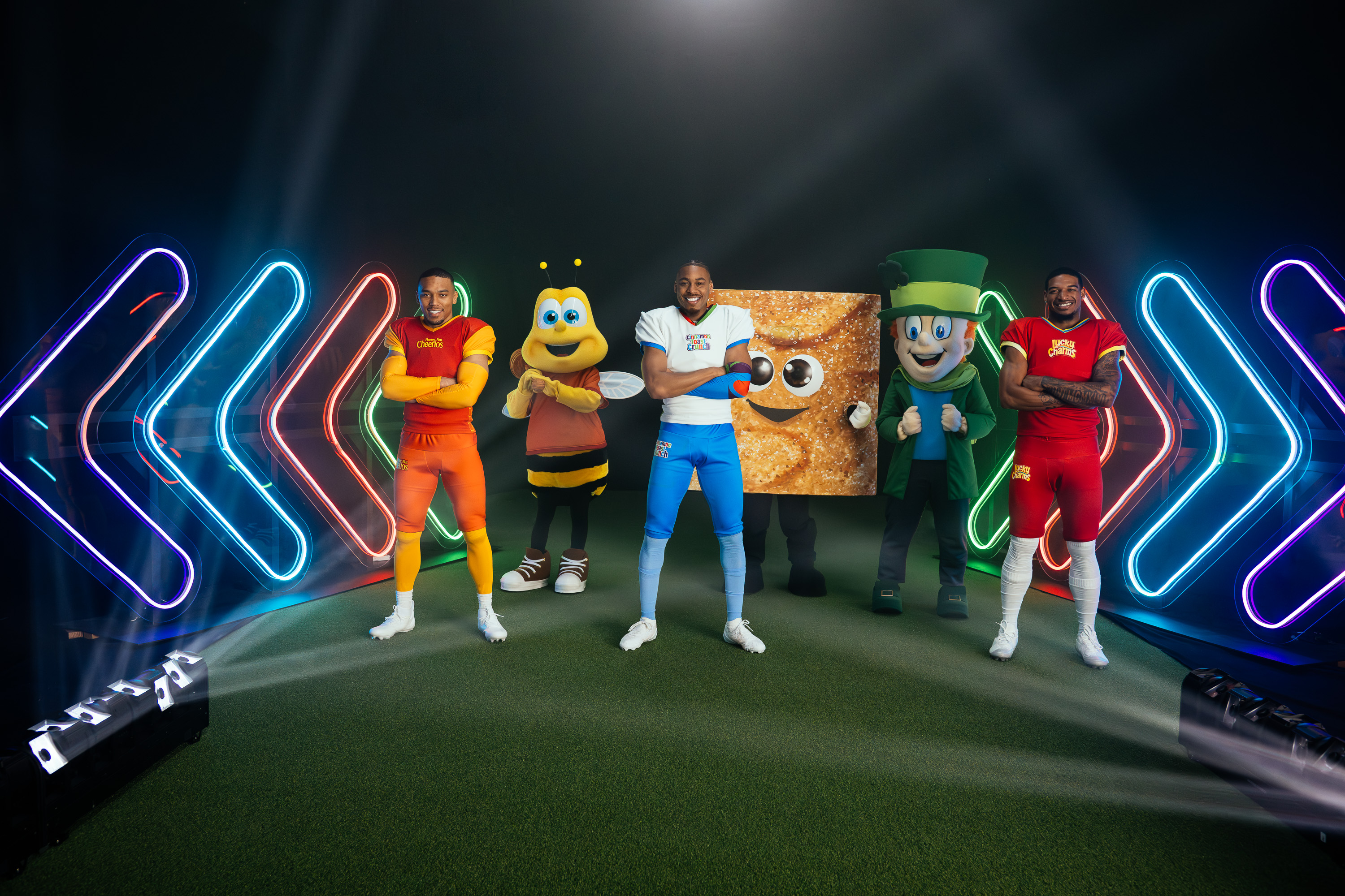 Detroit Lions' Amon-Ra St. Brown flips onto Honey Nut Cheerios box
