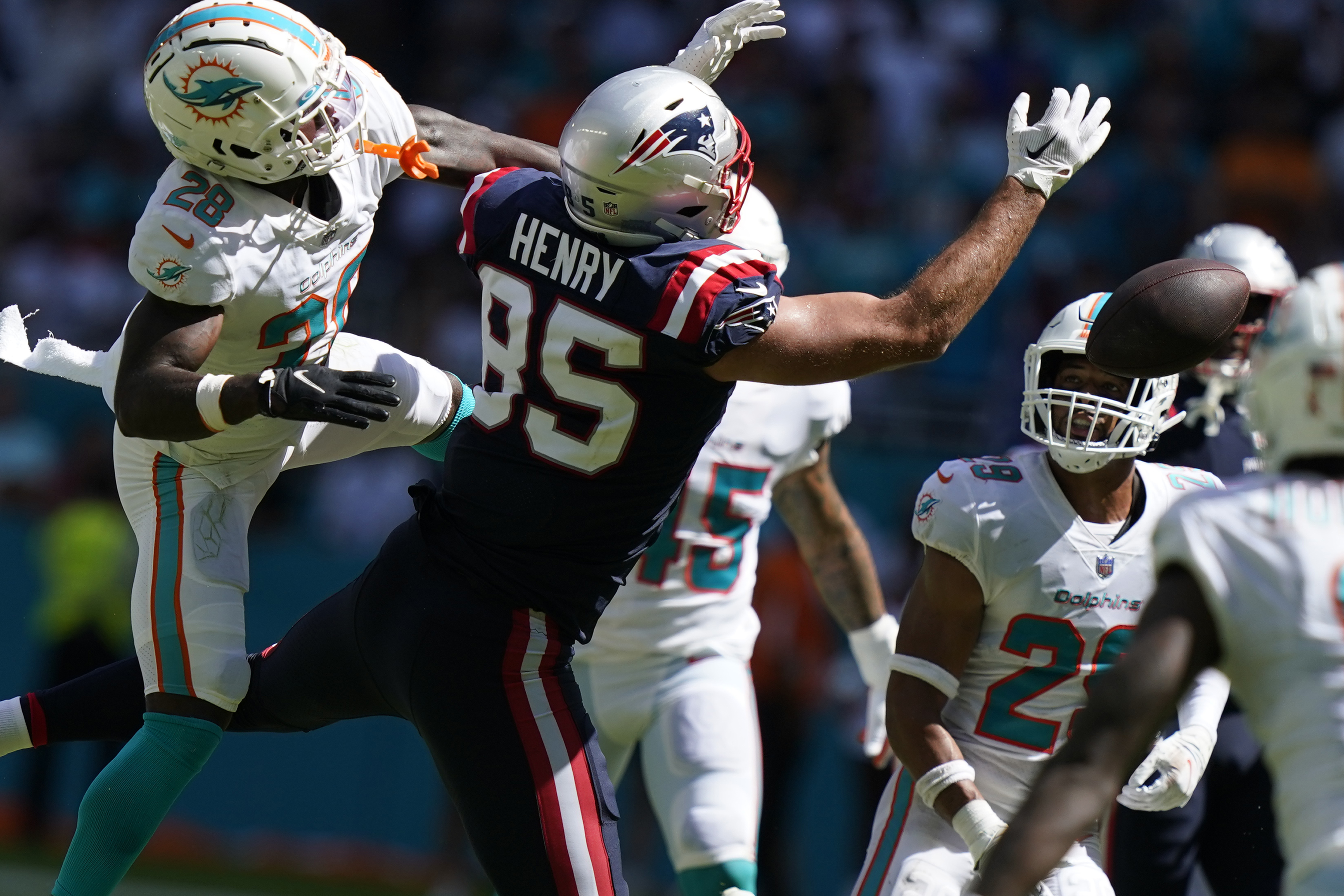 Kader Kohou of the Miami Dolphins breaking up a pass intended for News  Photo - Getty Images