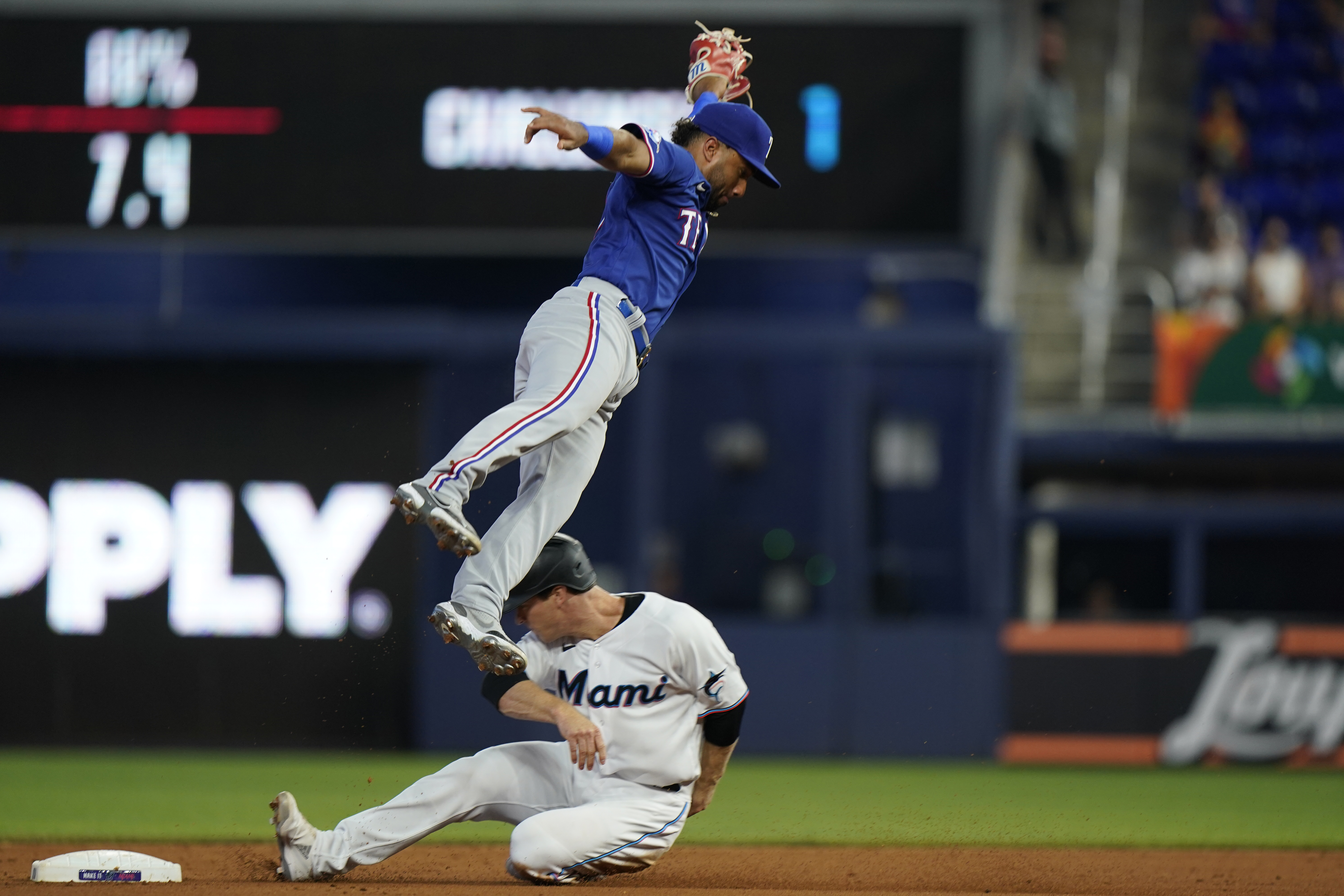 Gray pitches 6 innings as Rangers beat reeling Marlins 8-0