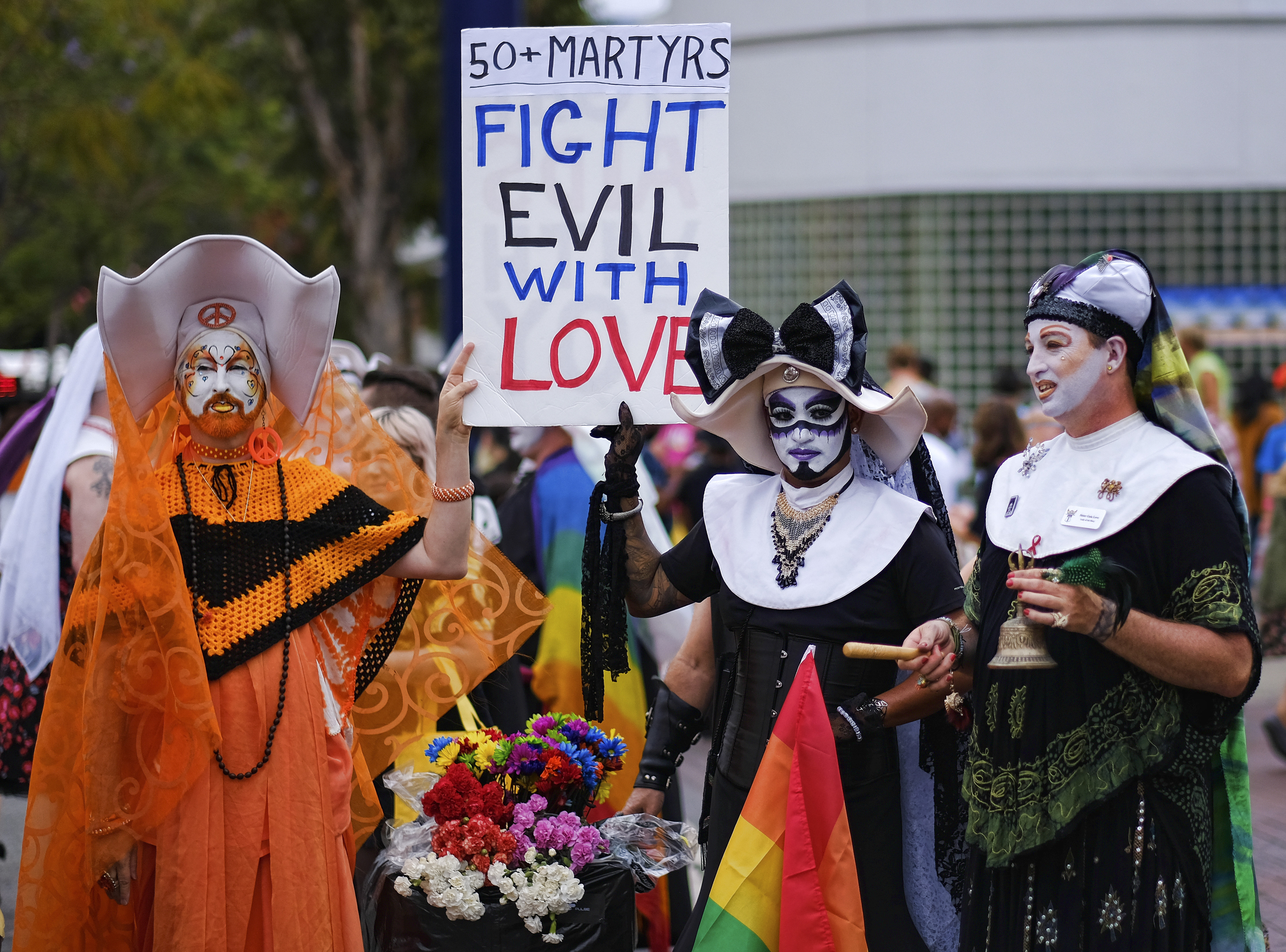 Thousands protest Sisters of Perpetual Indulgence outside Dodger