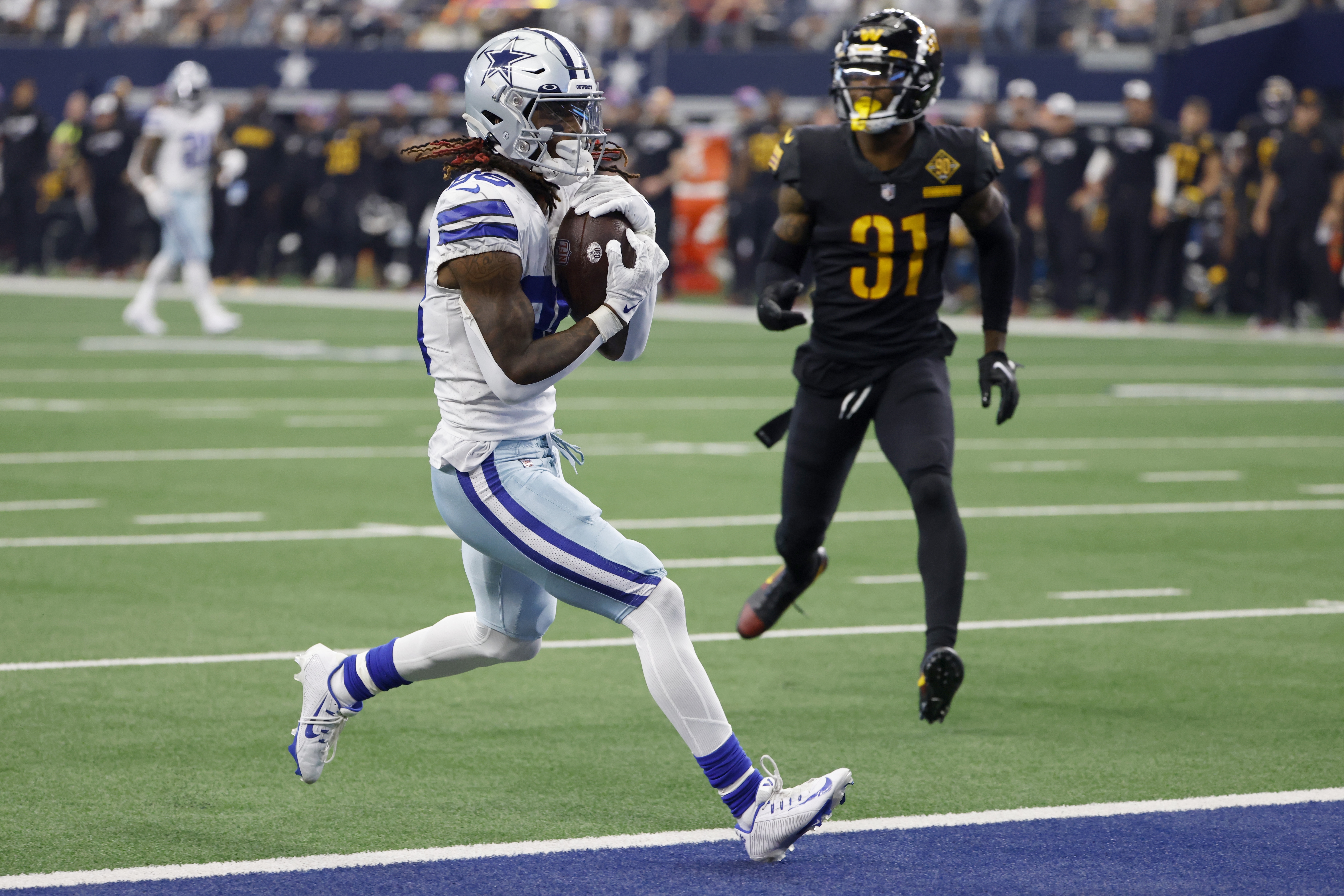 Washington Commanders guard Wes Martin (63) is seen during warmups before  an NFL football game against the Dallas Cowboys, Sunday, Oct. 2, 2022, in  Arlington, Texas. Dallas won 25-10. (AP Photo/Brandon Wade