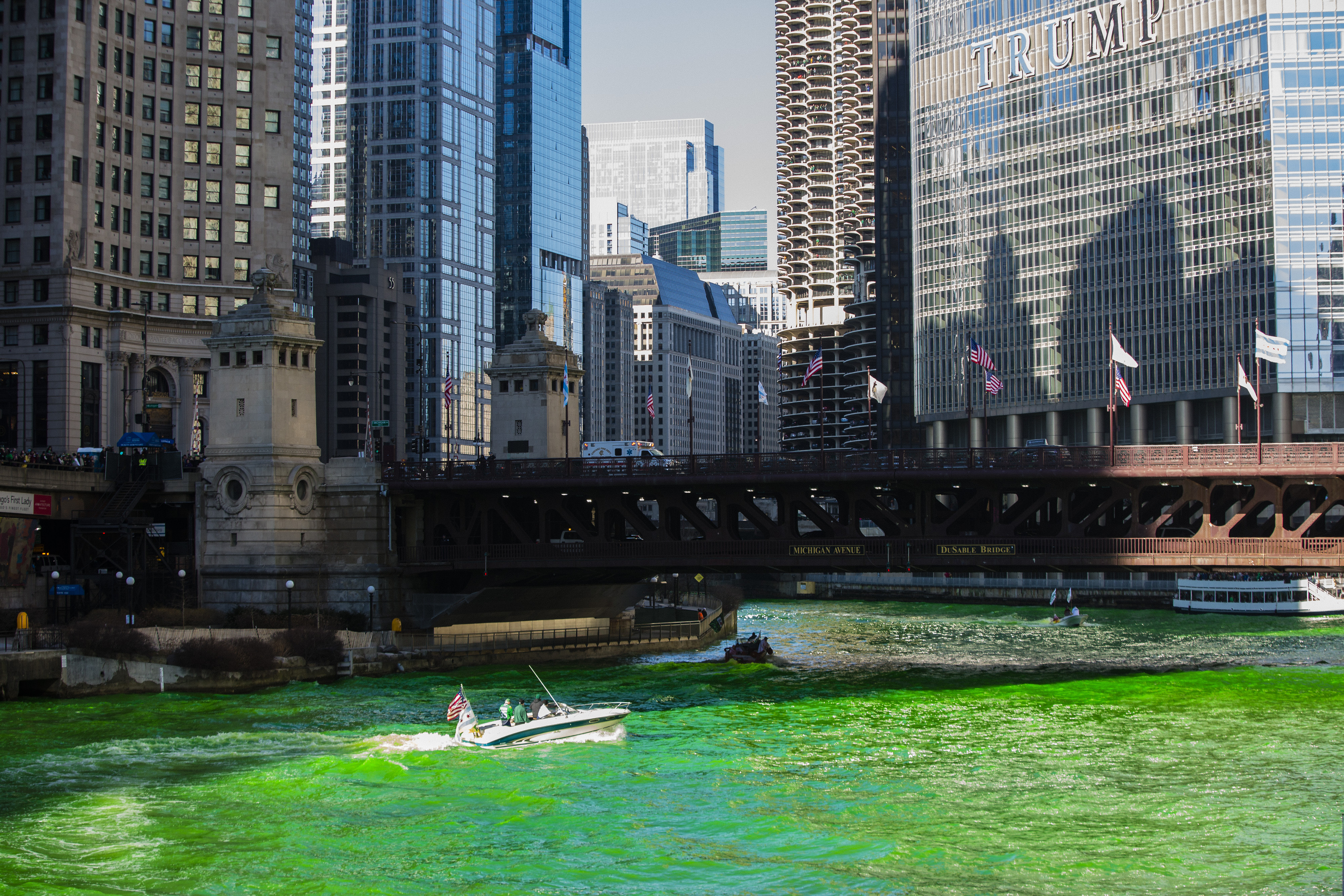 Chicago River dyed green for St. Patrick's Day in surprise move from the  city