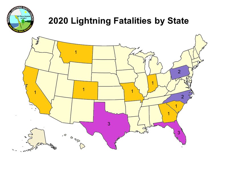 Lightning strikes average down nationally but not here