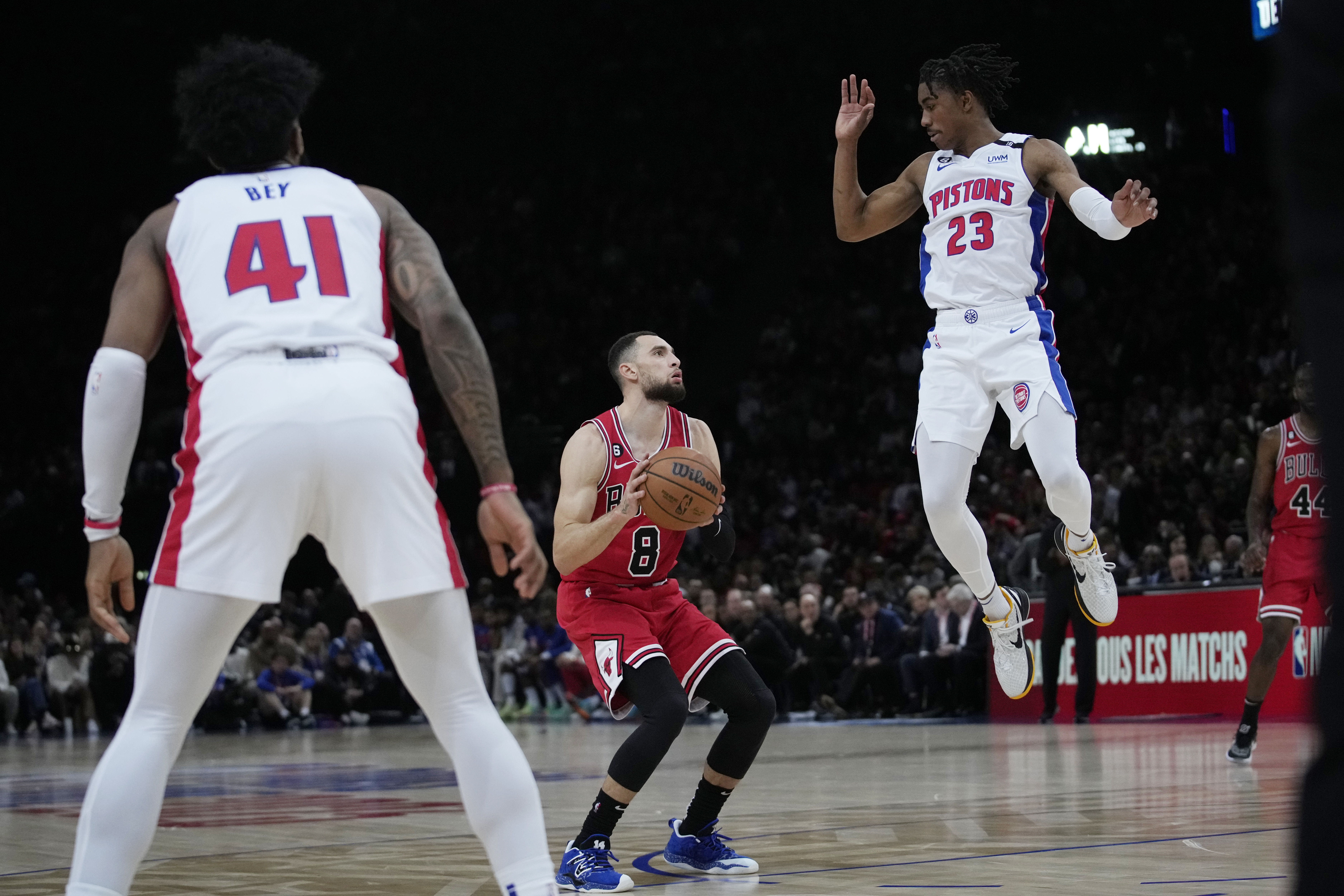 Detroit Pistons guard Hamidou Diallo (6) shoes during the first