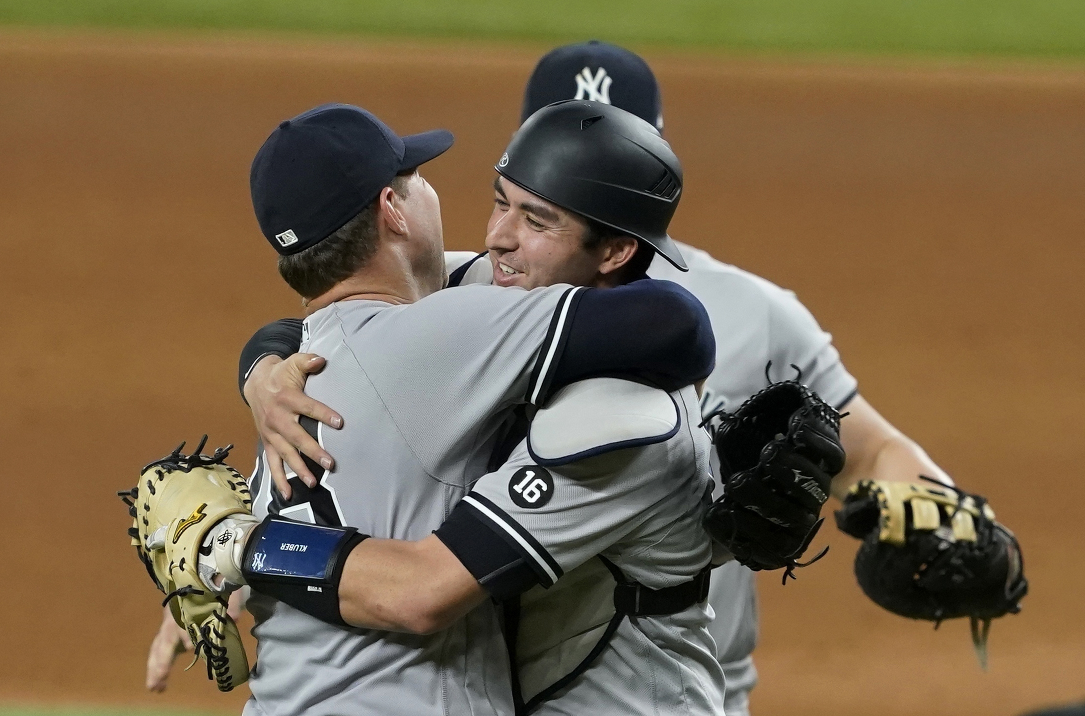 Tyler Wade met with the media following Kluber's no-hitter and the