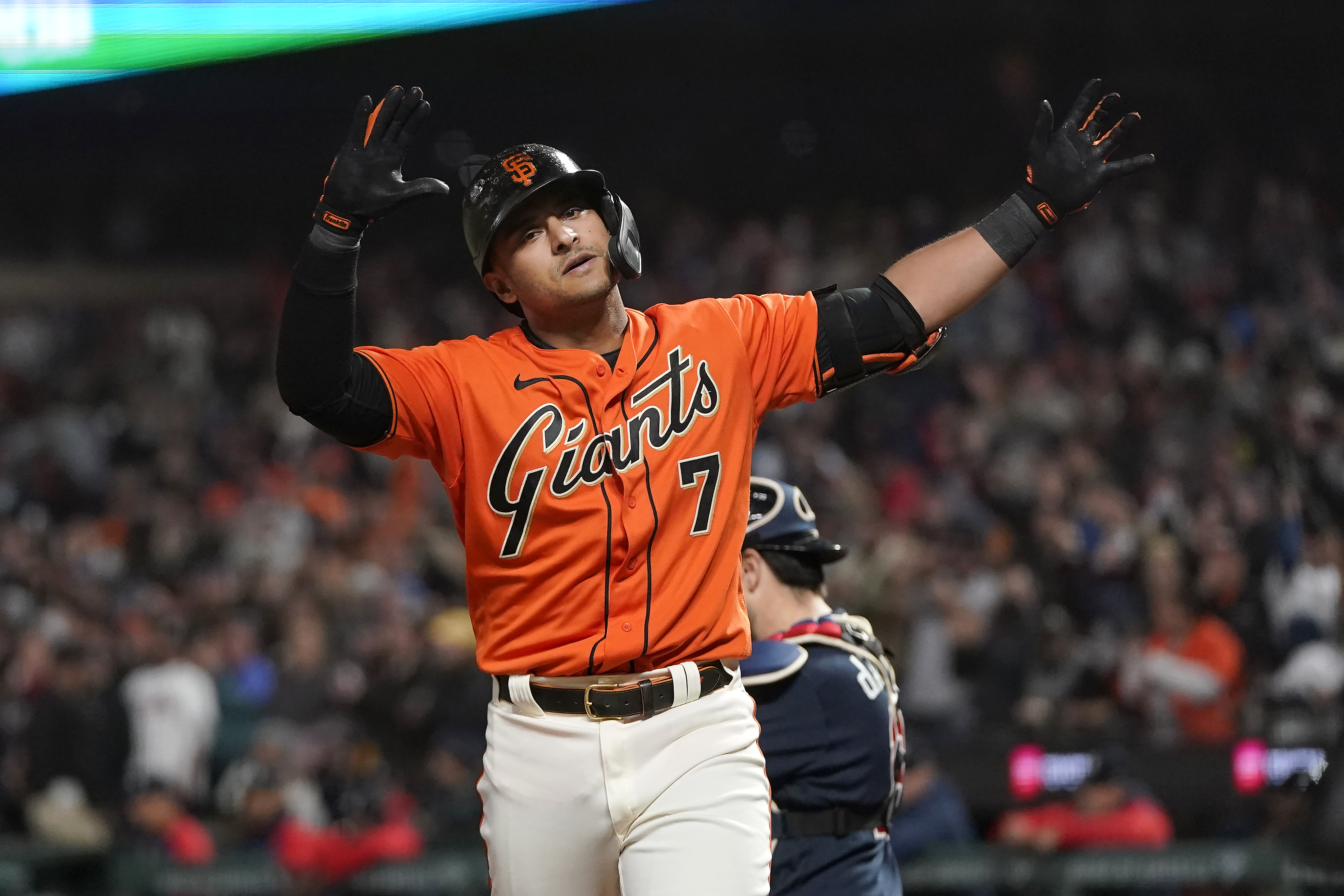 San Francisco Giants' Logan Webb pitches to a Los Angeles Dodgers batter  during the first inning of a baseball game in San Francisco, Tuesday, July  27, 2021. (AP Photo/Jeff Chiu Stock Photo 