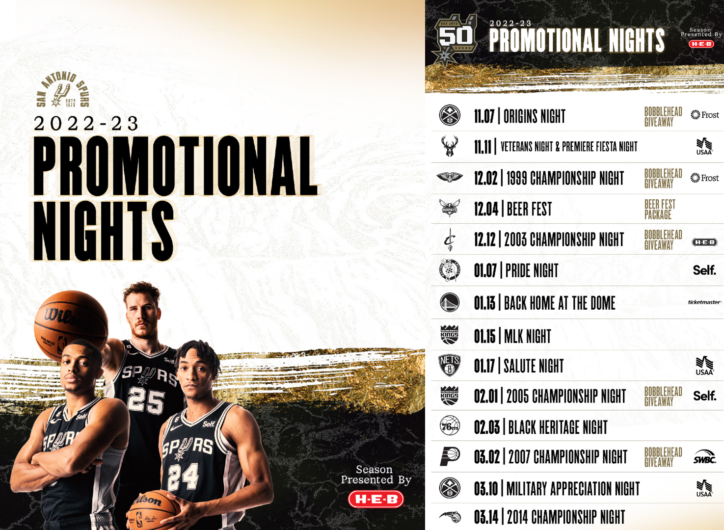 Spurs announce 50th anniversary promotional schedule