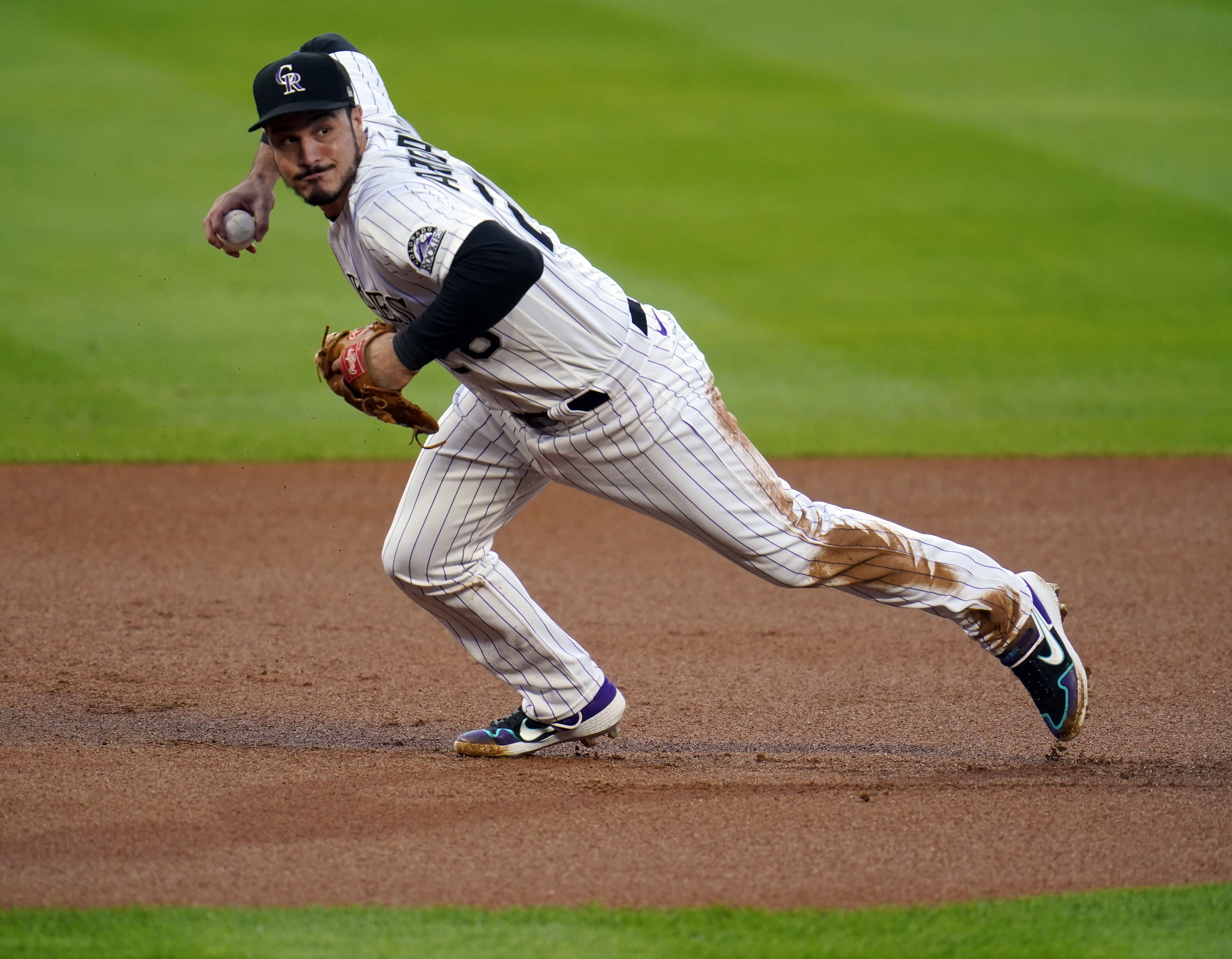 Denver CO, USA. 3rd July, 2021. Saint Louis first baseman Paul Goldschmidt  (48) at the plate during the MLB game between the Saint Louis Cardinals and  the Colorado Rockies held at Coors