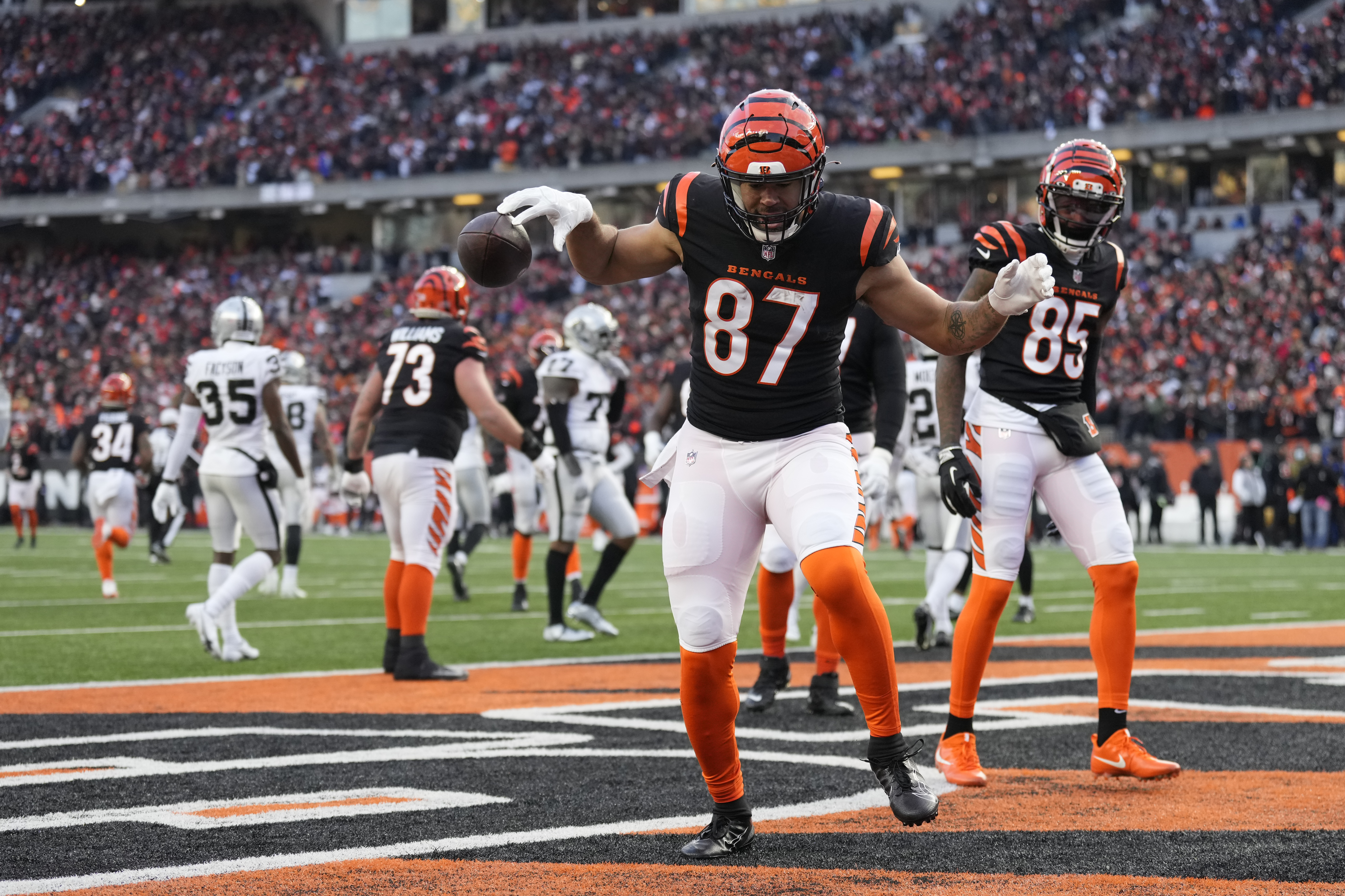 Saturday January 15, 2022: Cincinnati Bengals quarterback Joe Burrow (9)  throws the ball during the NFL AFC Wildcard Playoff game between the Las  Vegas Raiders and the Cincinnati Bengals at Paul Brown