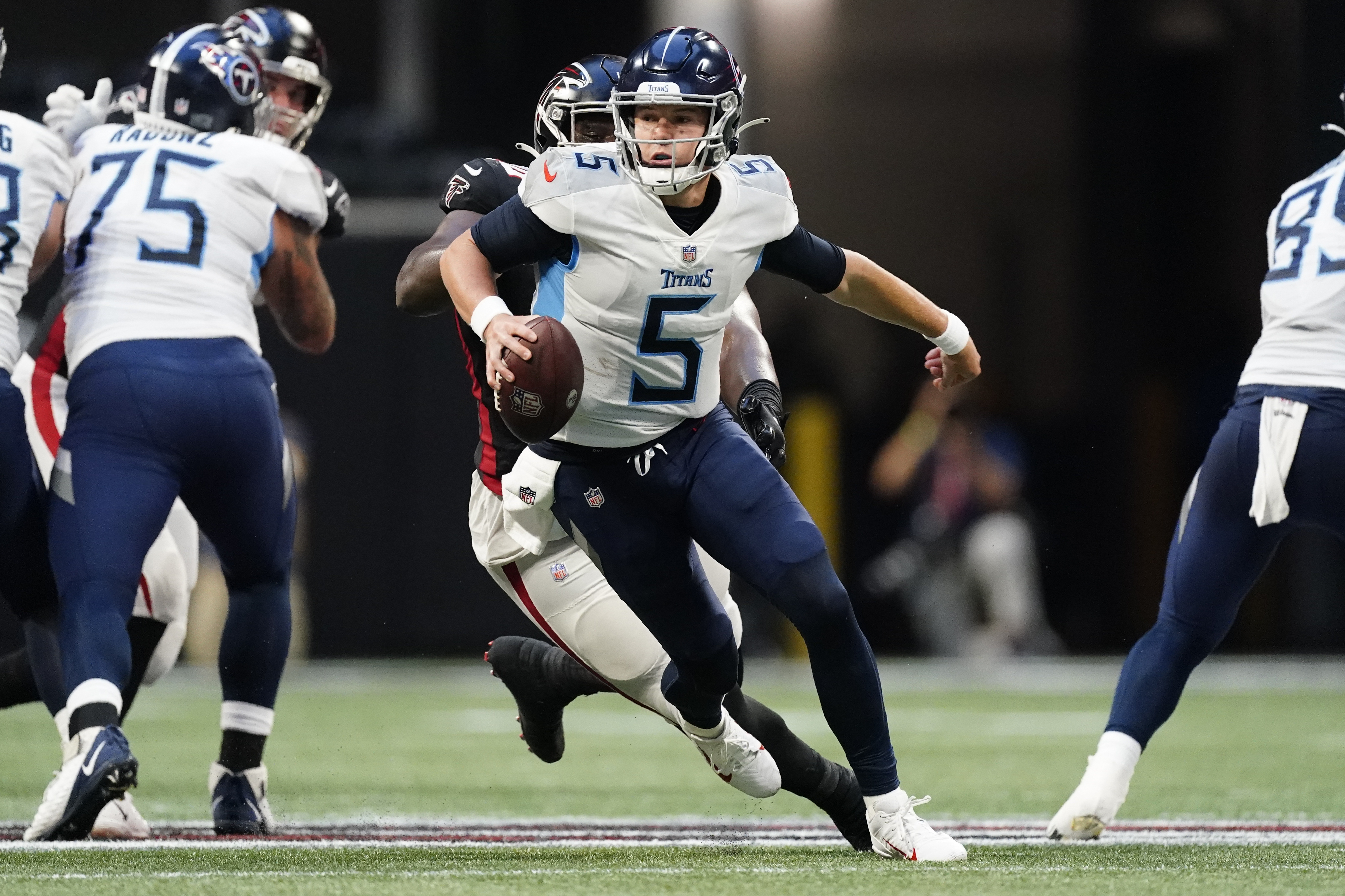 Tennessee Titans wide receiver Cameron Batson warms up prior to the