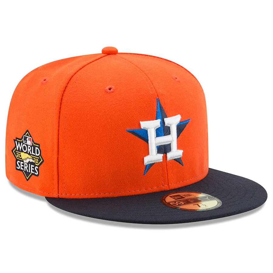 Houston Astros Embroidered Shirt by Majestic, Blue with Orange Trim, Medium