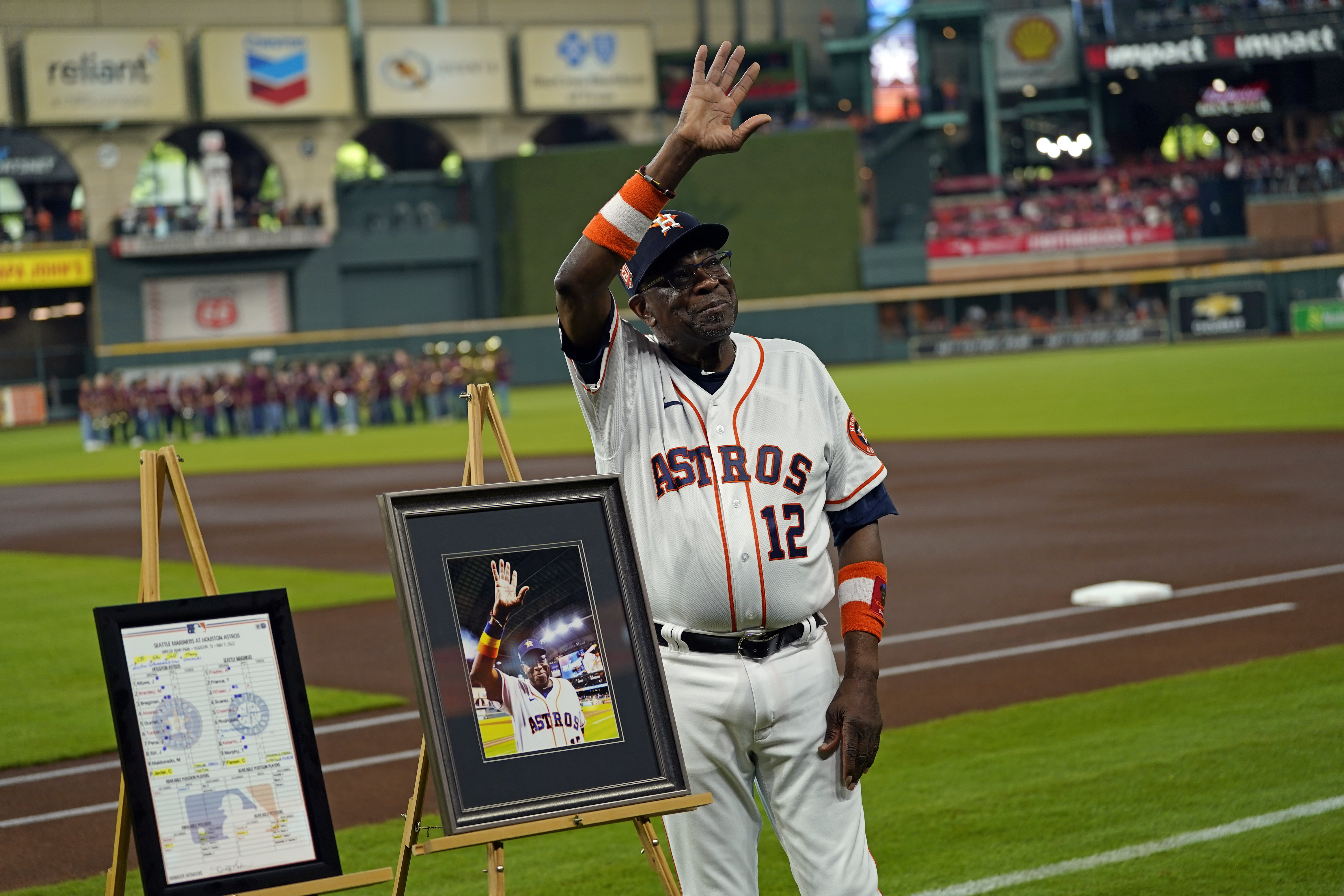 Houston Astros manager Dusty Baker Jr. watches batting practice before a  baseball game against the Seattle Mariners Tuesday, May 3, 2022, in  Houston. Baker is one win away from 2,000 career wins. (