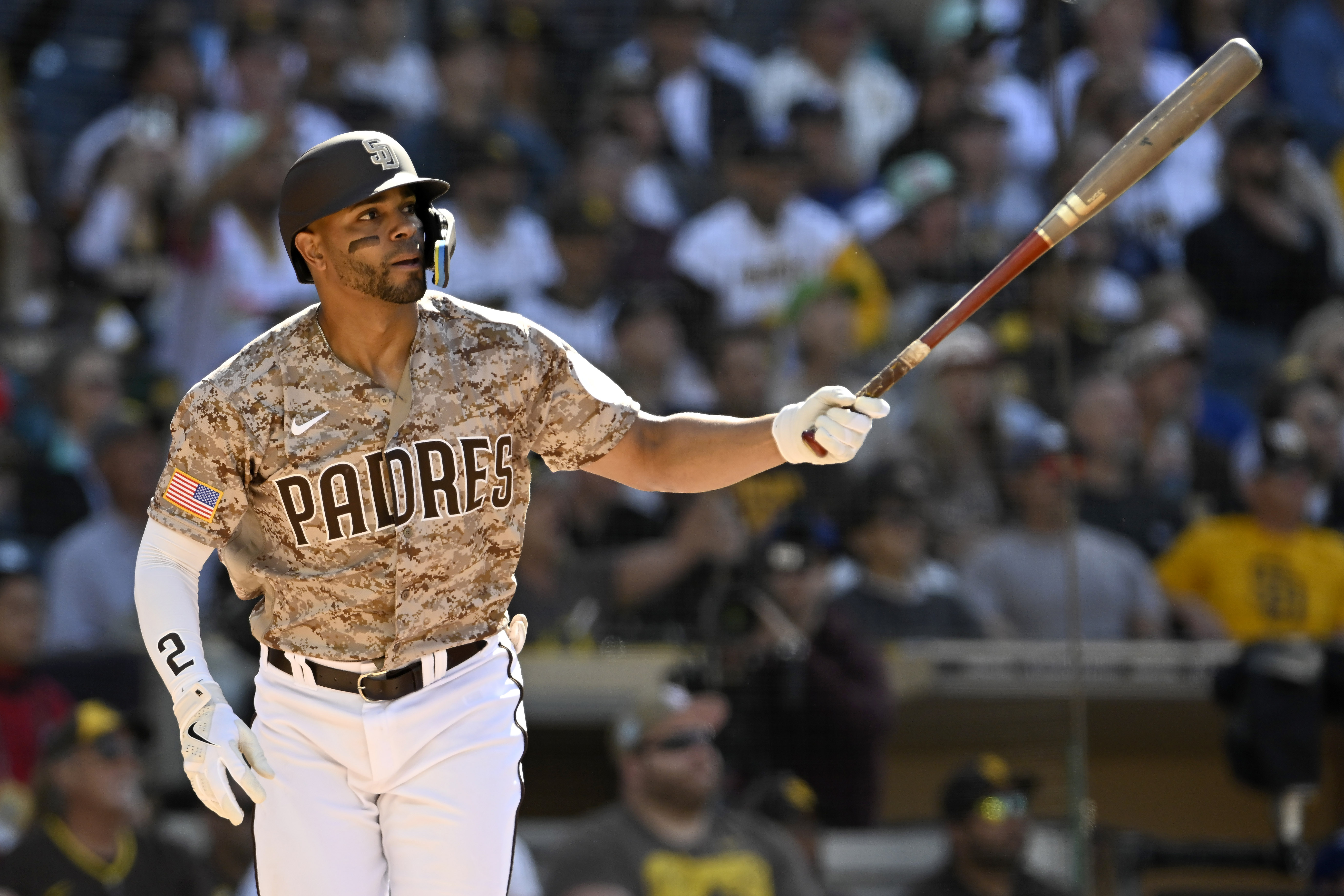 Xander Bogaerts of the San Diego Padres at bat against the Miami