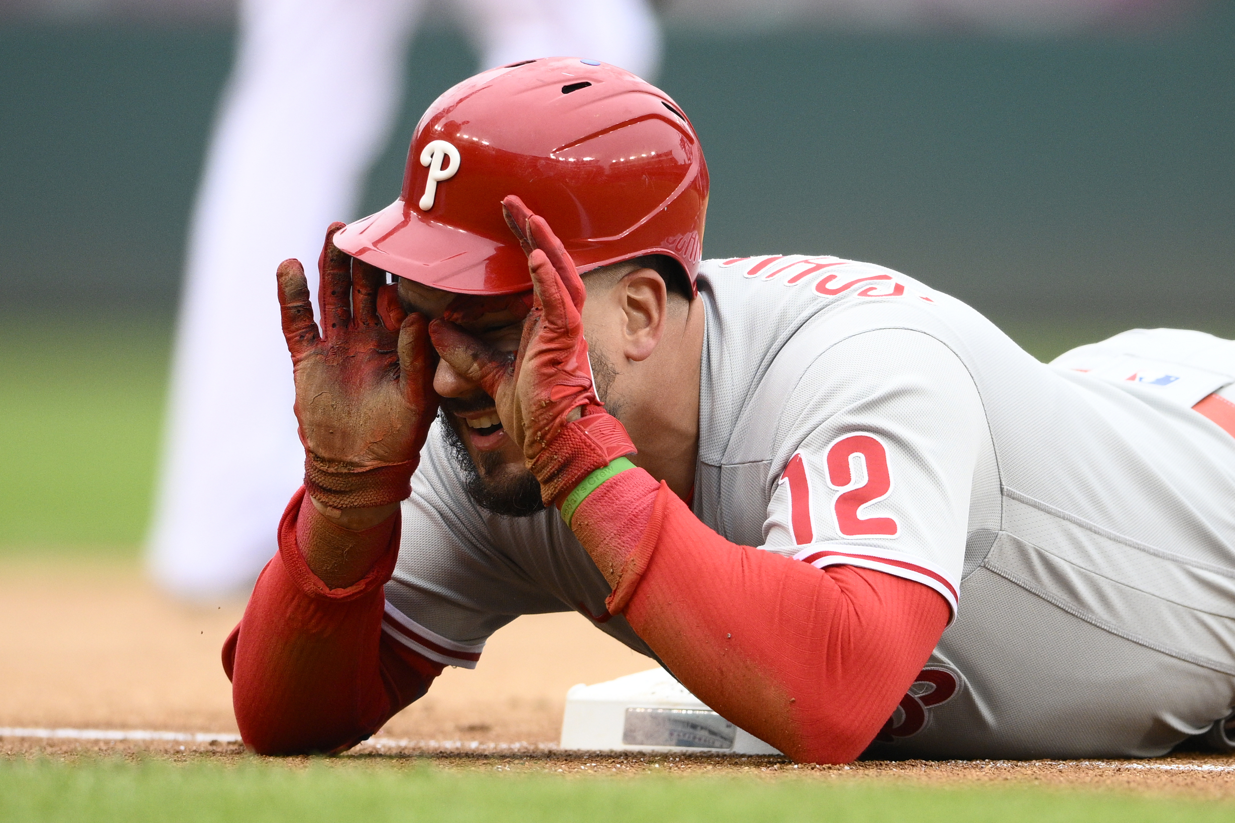 Kyle Schwarber of the Philadelphia Phillies celebrates his home