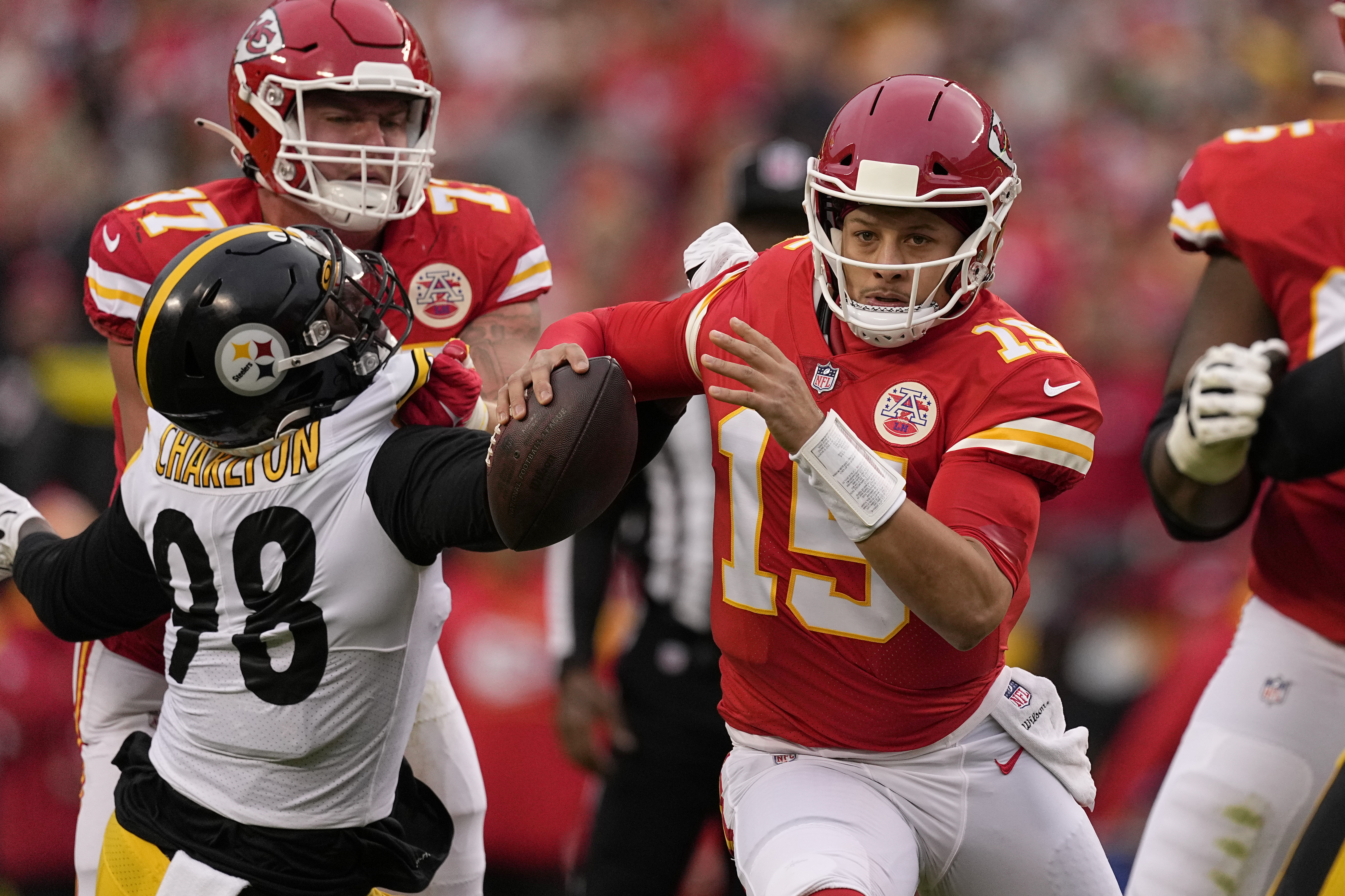 KANSAS CITY, MO - JANUARY 30: Kansas City Chiefs wide receiver Byron  Pringle (13) before returning a kickoff in the first quarter of the AFC  Championship game between the Cincinnati Bengals and