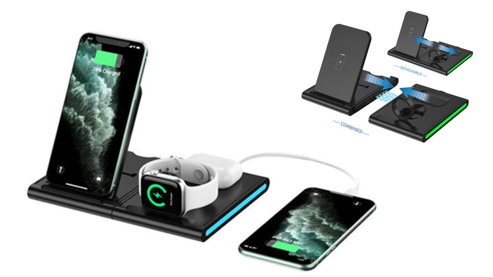  Chargeur sans fil 3 en 1 (iPhone, Airpods, Apple Watch)
