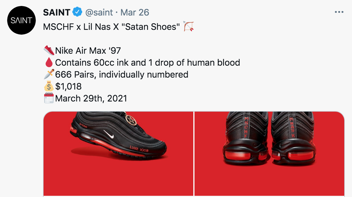 Rapper Lil Nas X Releasing Satan Shoes That Contain 1 Drop Of Human Blood