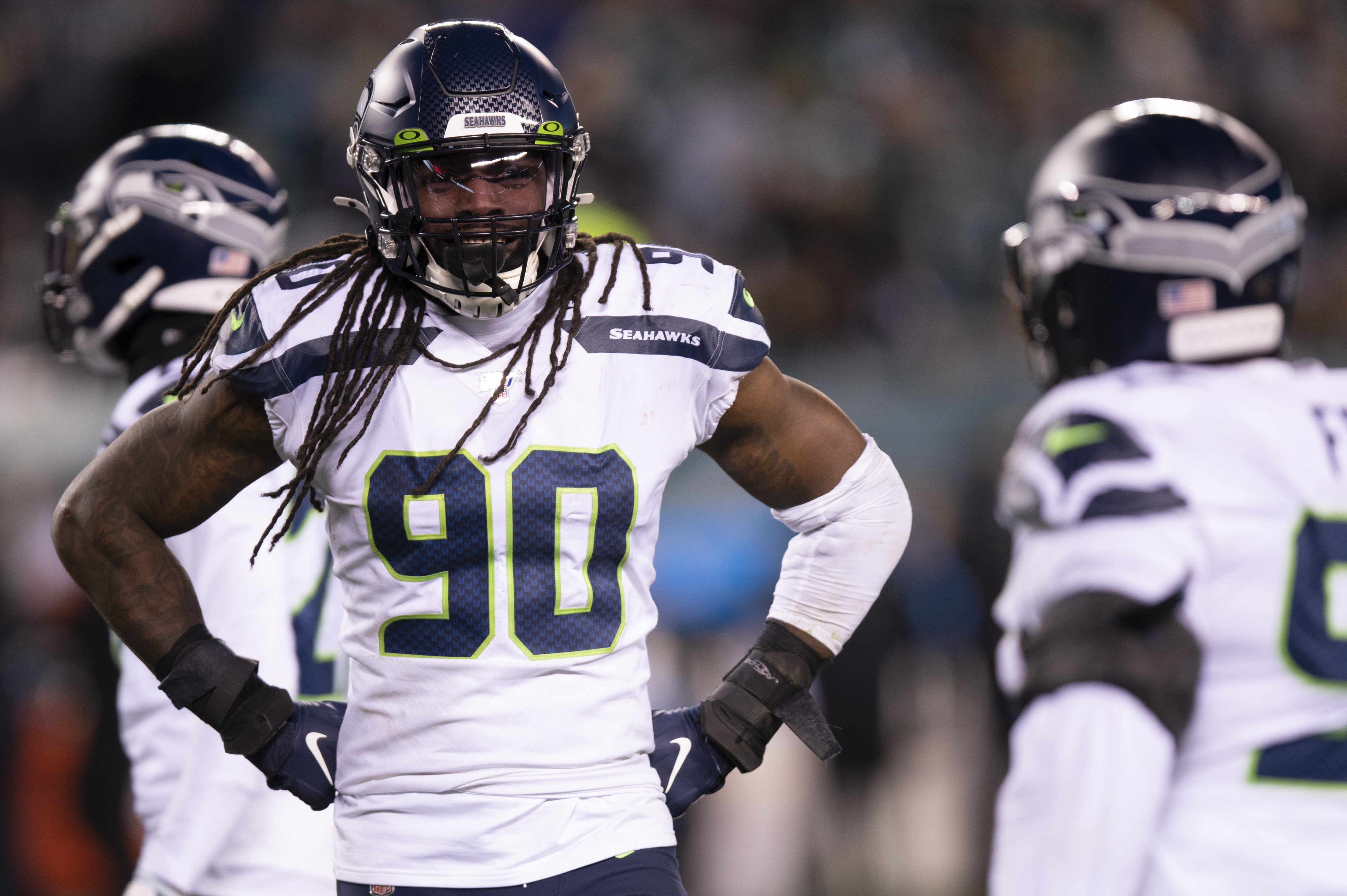 Jadeveon Clowney of the Cleveland Browns rushes the line of