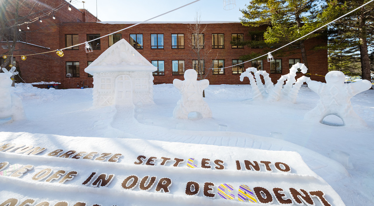 Finished snow sculptures at this winter carnival are beyond cool