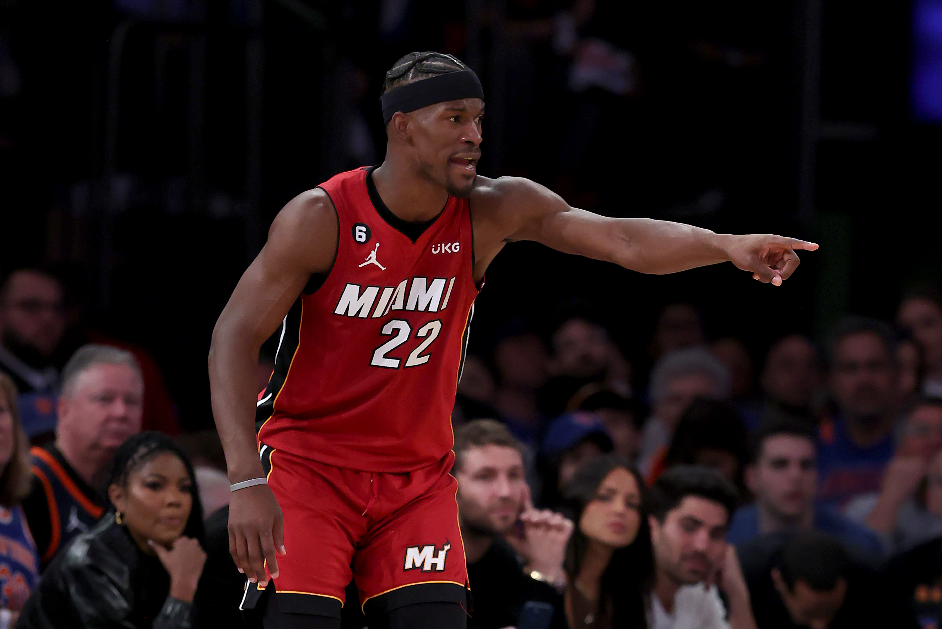 Jimmy Butler of the Miami Heat reacts during the second half against  News Photo - Getty Images