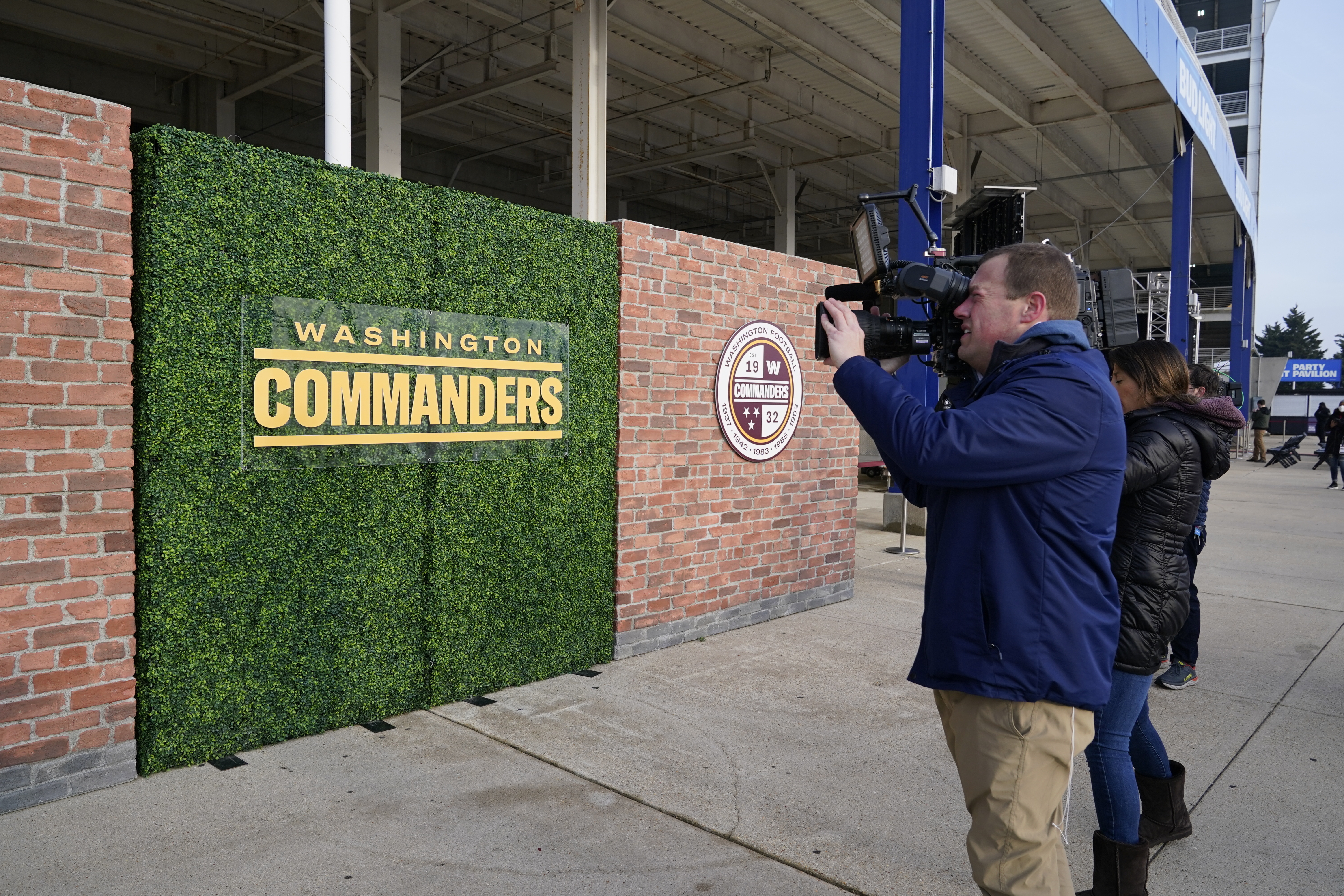 Washington Commanders jerseys are displayed at an event to unveil the NFL  football team's new identity, Wednesday, Feb. 2, 2022, in Landover, Md. The  new name comes 18 months after the once-storied