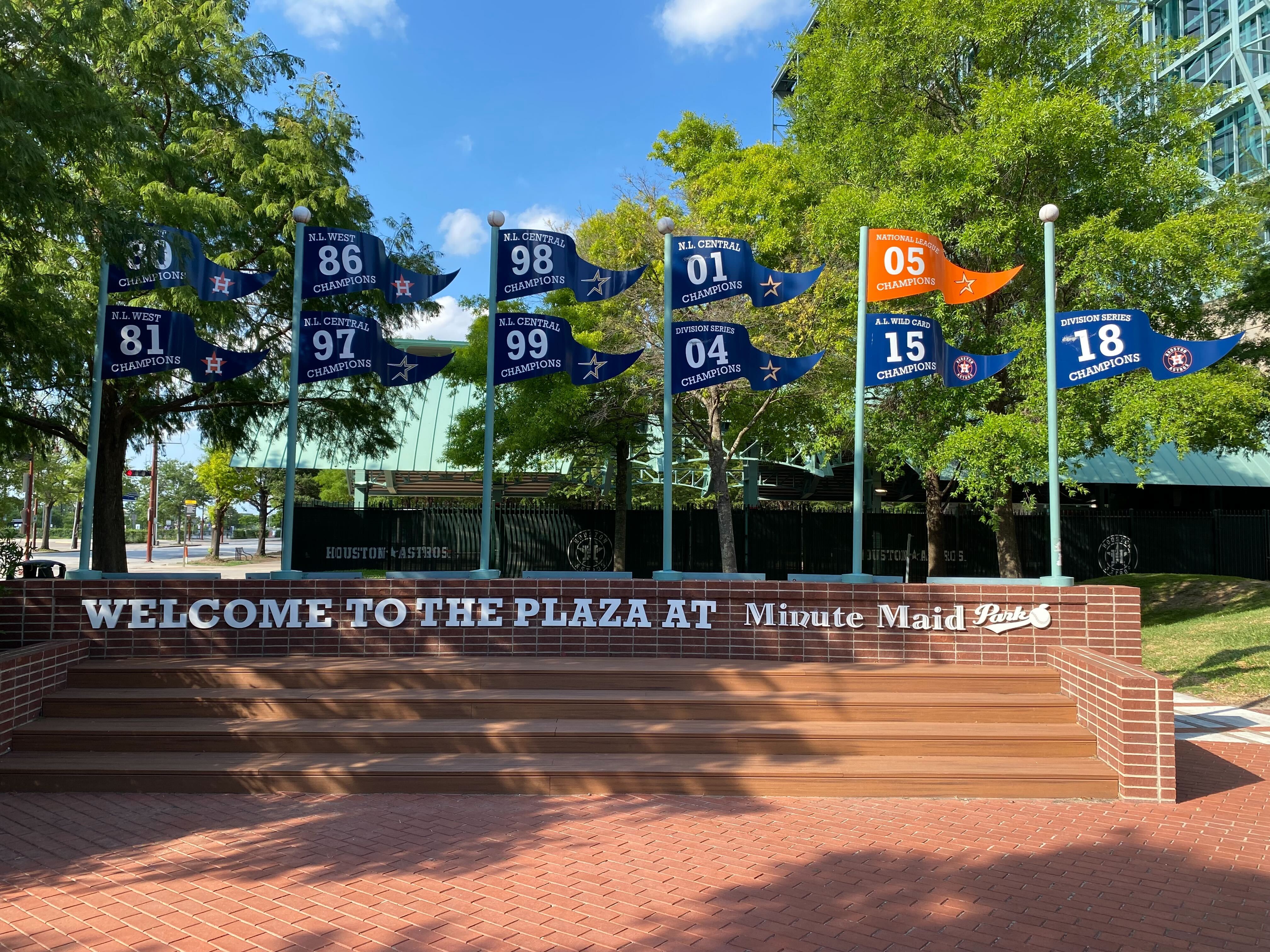 2017 Houston Astros World Series banner missing from Minute Maid Park plaza