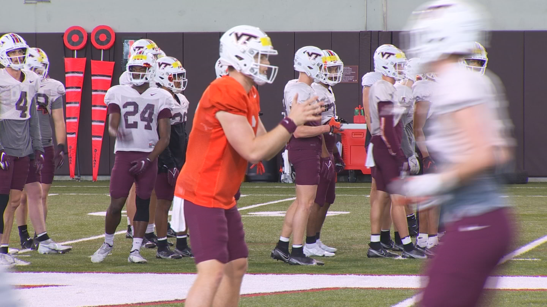 Two standouts for quarterback through nine practices at Virginia Tech