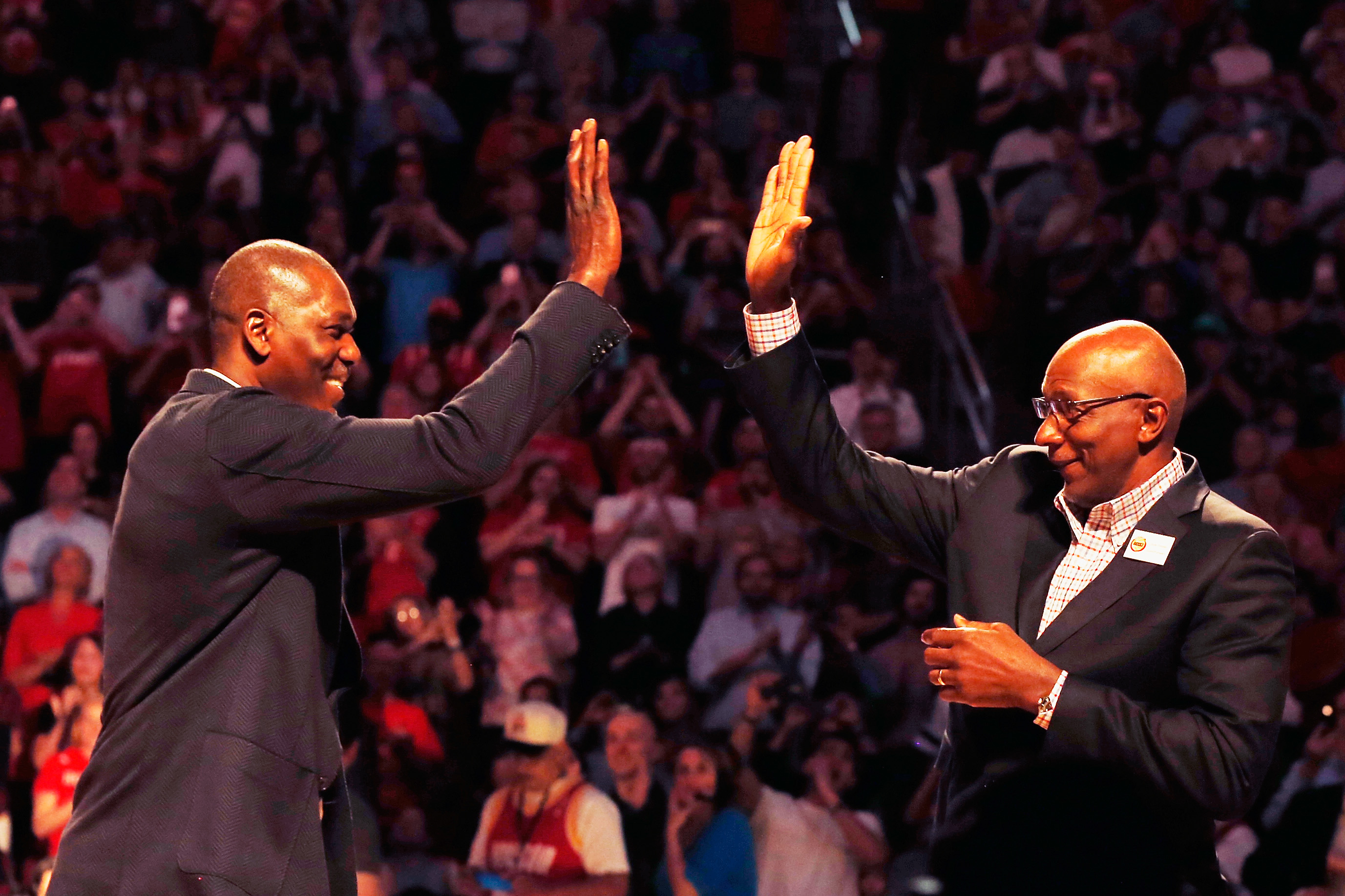 NBA Legends, Shaquille O'Neal and Bob McAdoo talk during the NBA 75 News  Photo - Getty Images