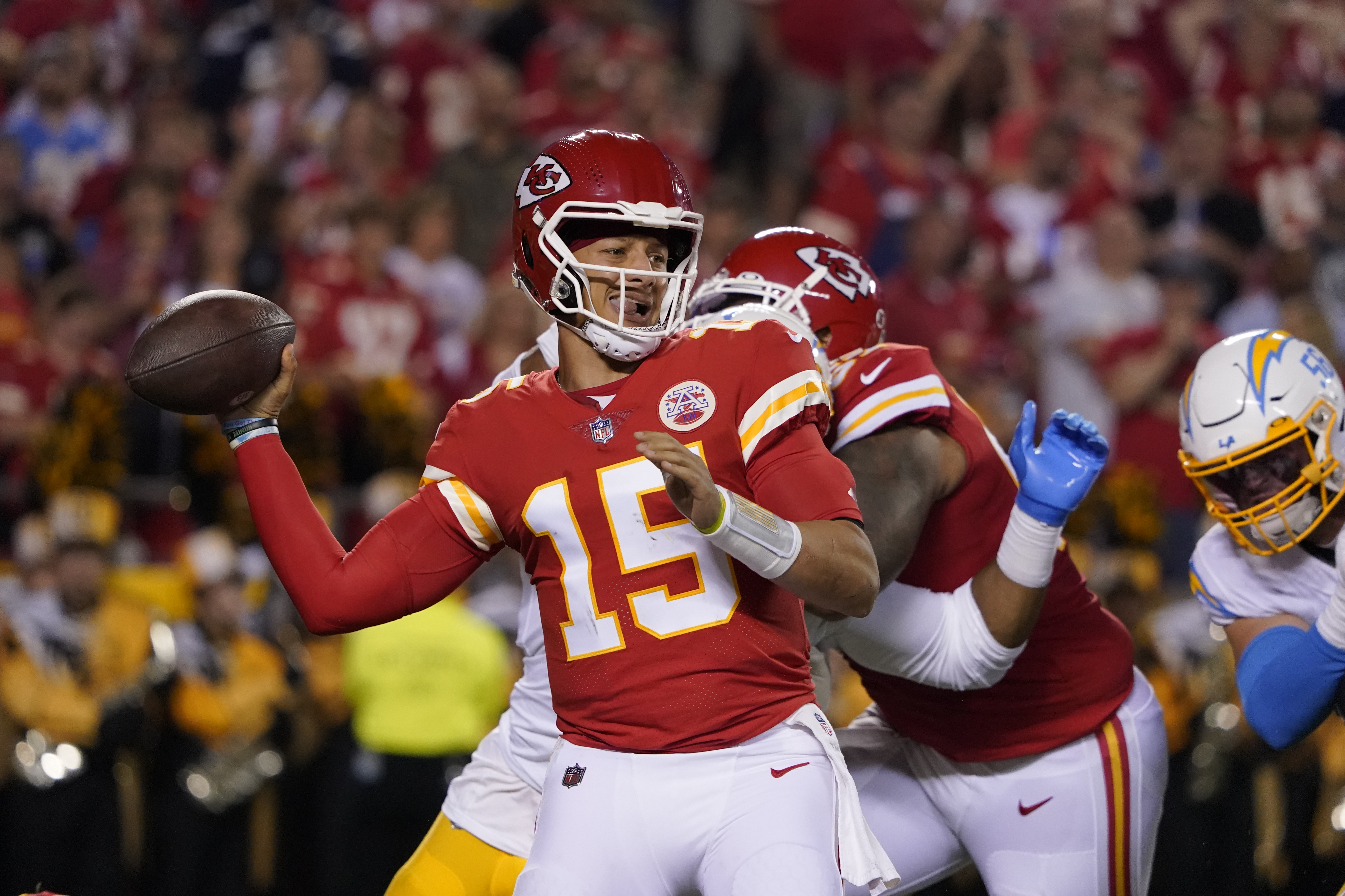 KANSAS CITY, MO - SEPTEMBER 15: Los Angeles Chargers safety Derwin James  Jr. (3) after an NFL game between the Los Angeles Chargers and Kansas City  Chiefs on September 15, 2022 at