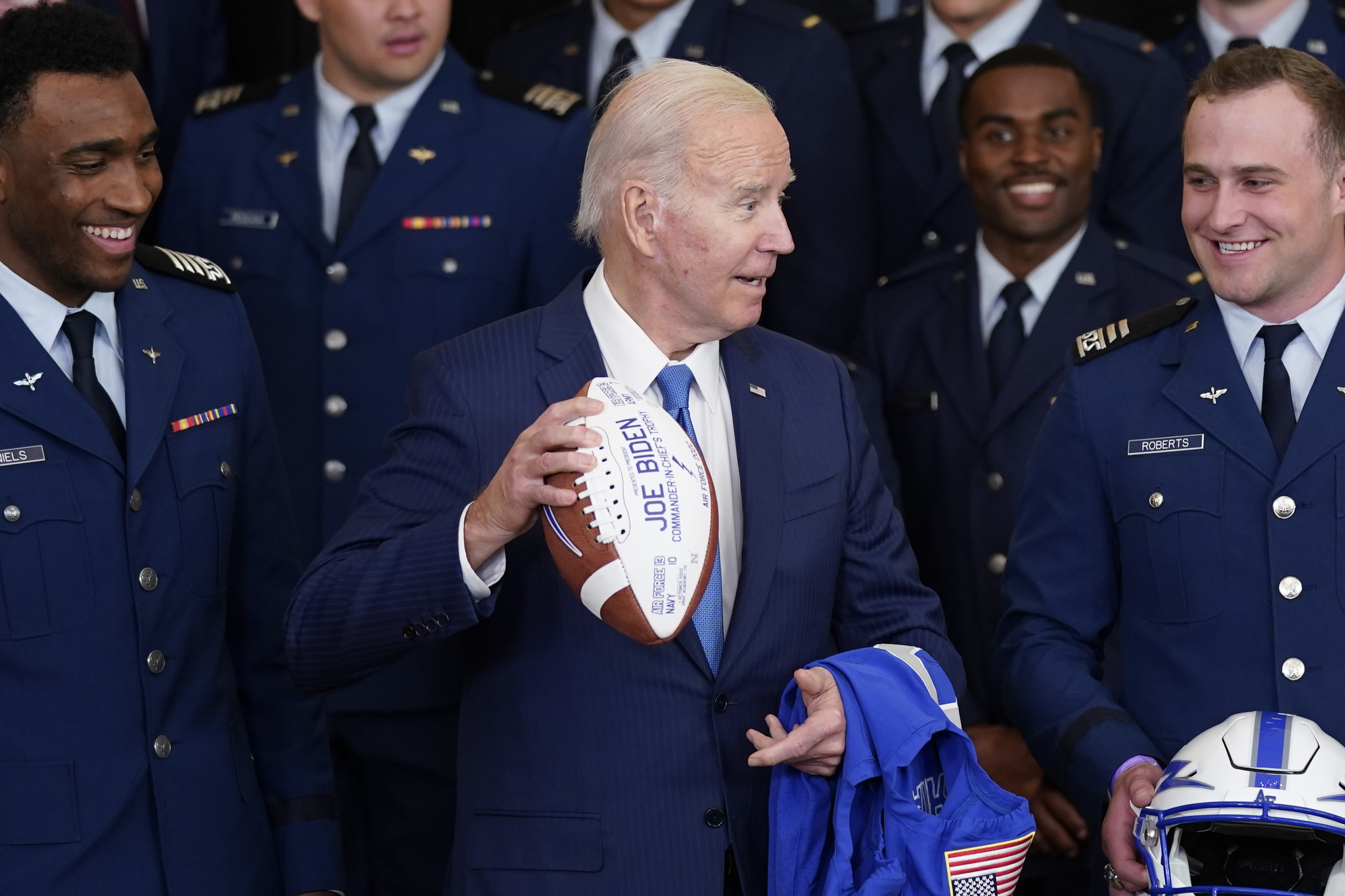 Biden awards football trophy to Air Force Academy