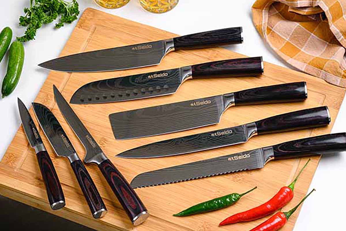 Prime Cook 8 Piece Kitchen Knife Set with Cleaver