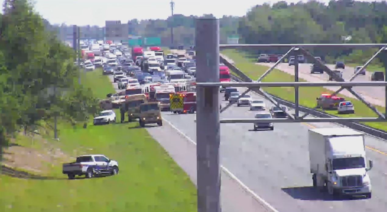 Lanes reopen on I-4 in Seminole County after military Humvee flips; 3  hospitalized, troopers say