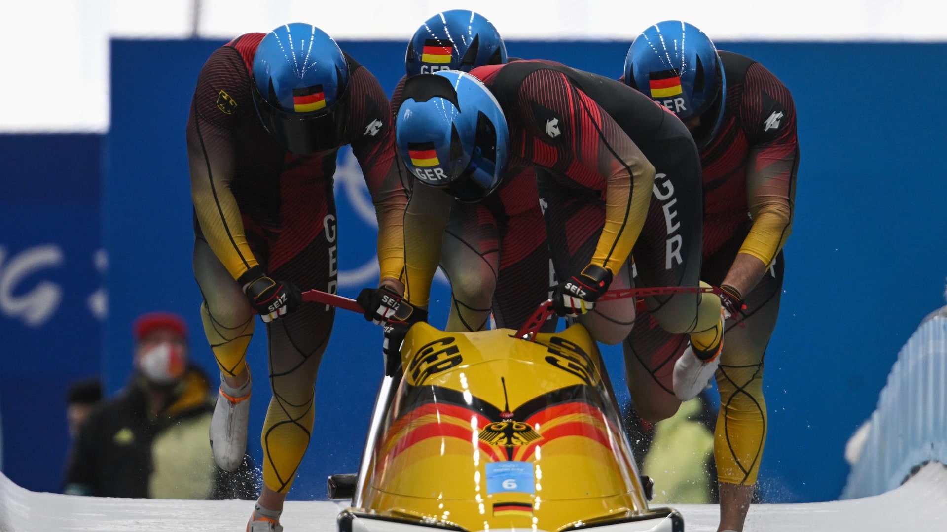 Germans hold top-two spots midway through four-man bobsled